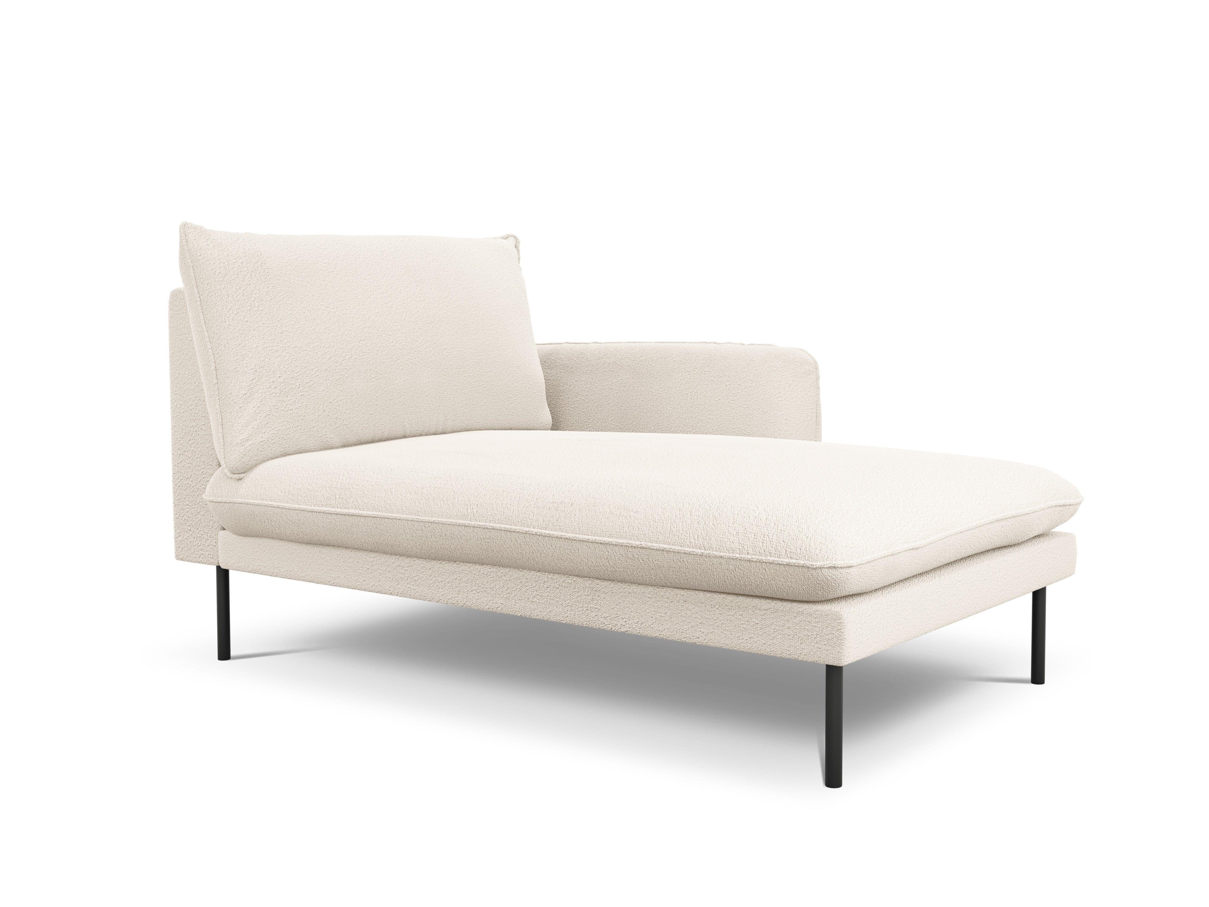 Szezlong w tkaninie boucle prawostronny VIENNA beżowy z czarną podstawą Cosmopolitan Design Eye on Design