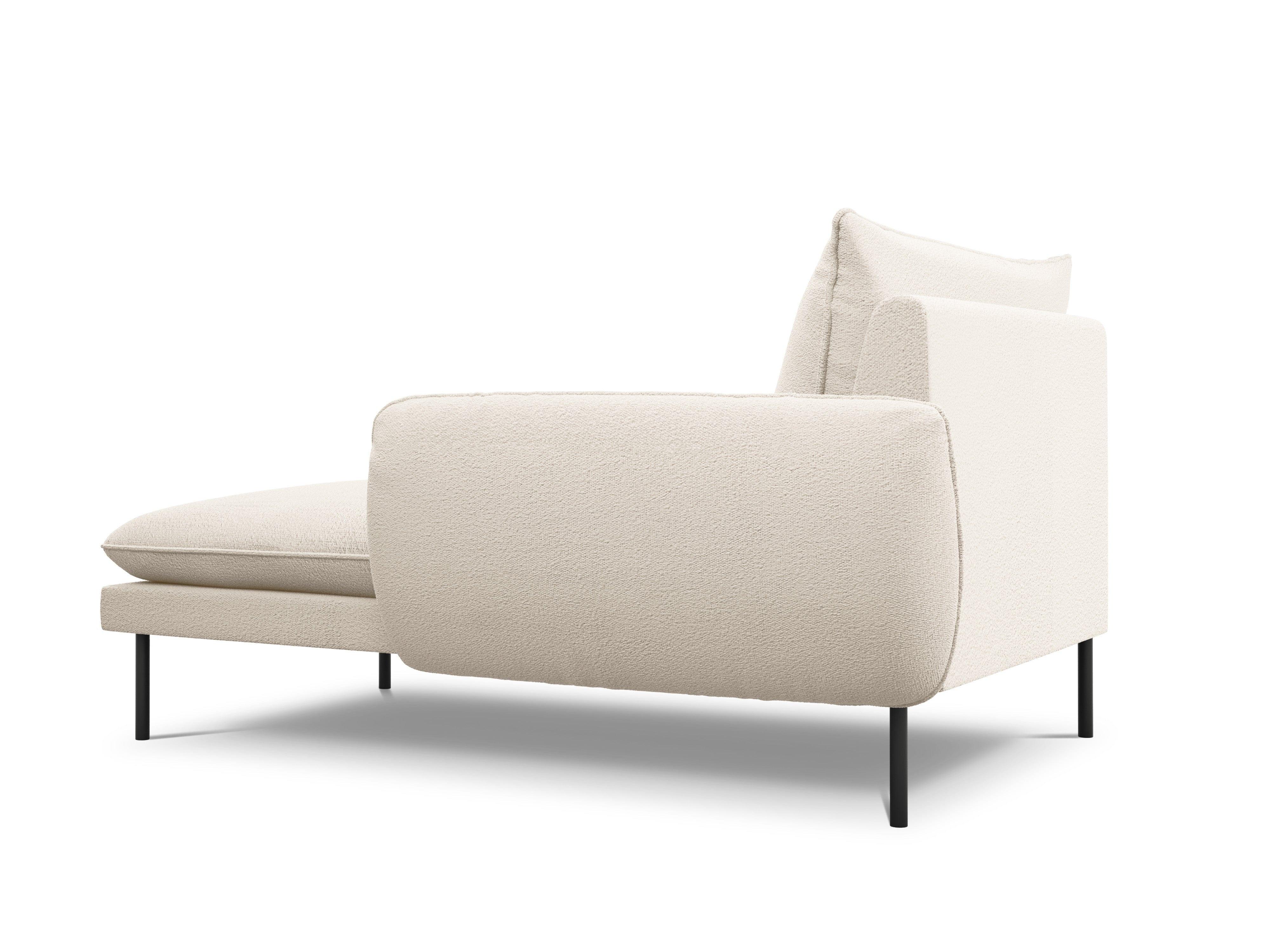Szezlong w tkaninie boucle prawostronny VIENNA beżowy z czarną podstawą Cosmopolitan Design Eye on Design