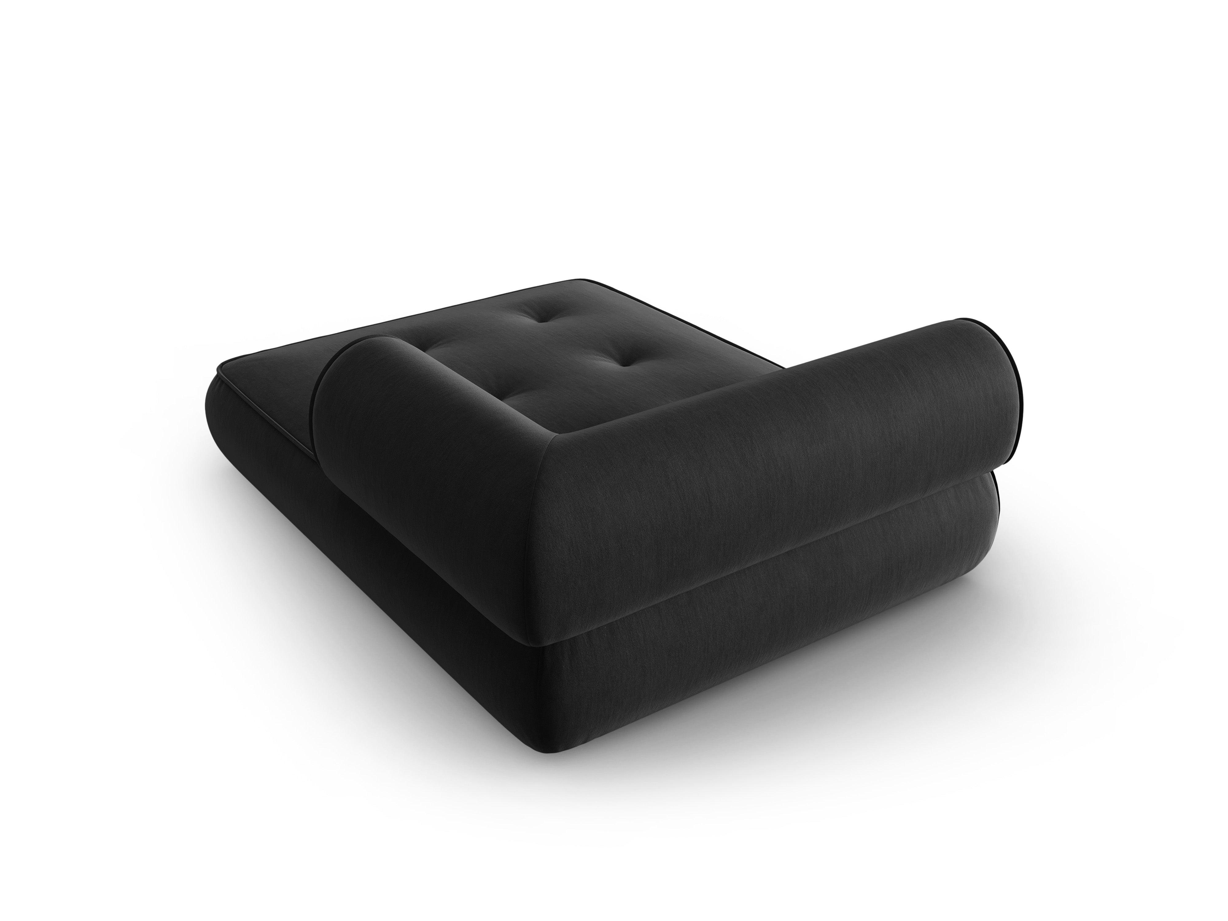 Szezlong w tkaninie szenilowej prawostronny LILY antracytowy Maison Heritage Eye on Design