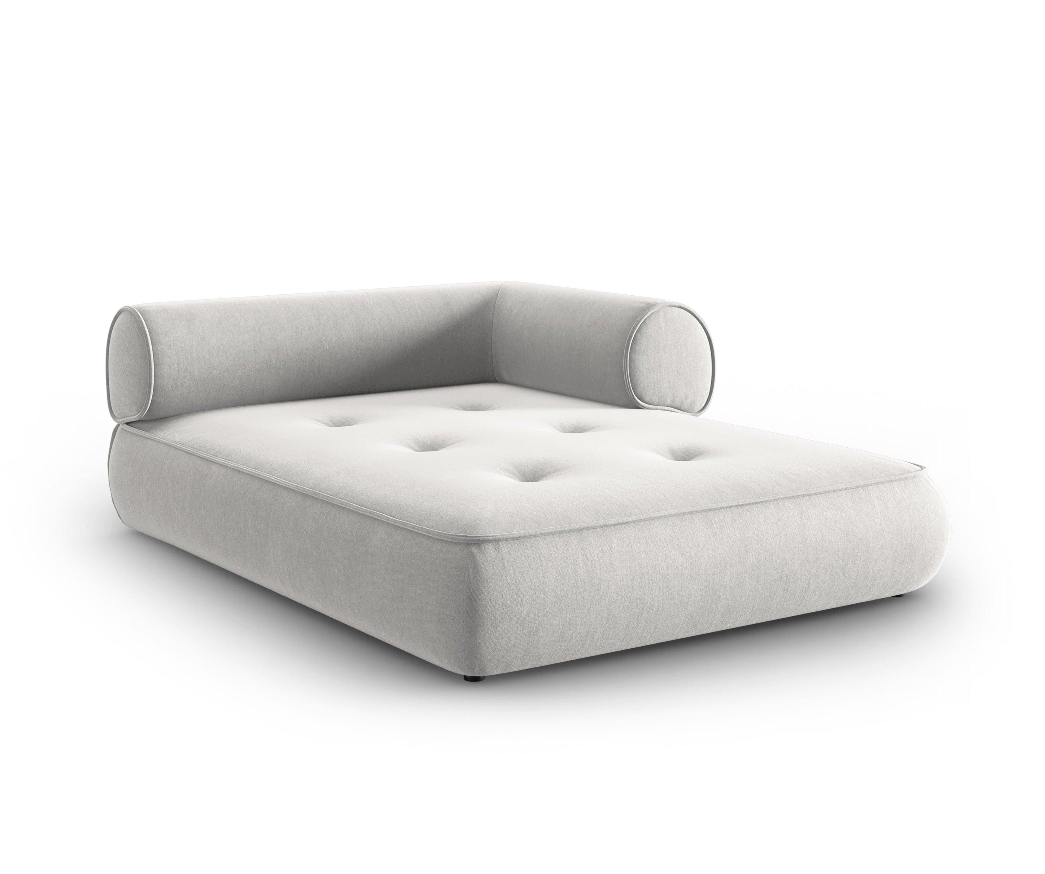 Szezlong w tkaninie szenilowej prawostronny LILY srebrny Maison Heritage Eye on Design