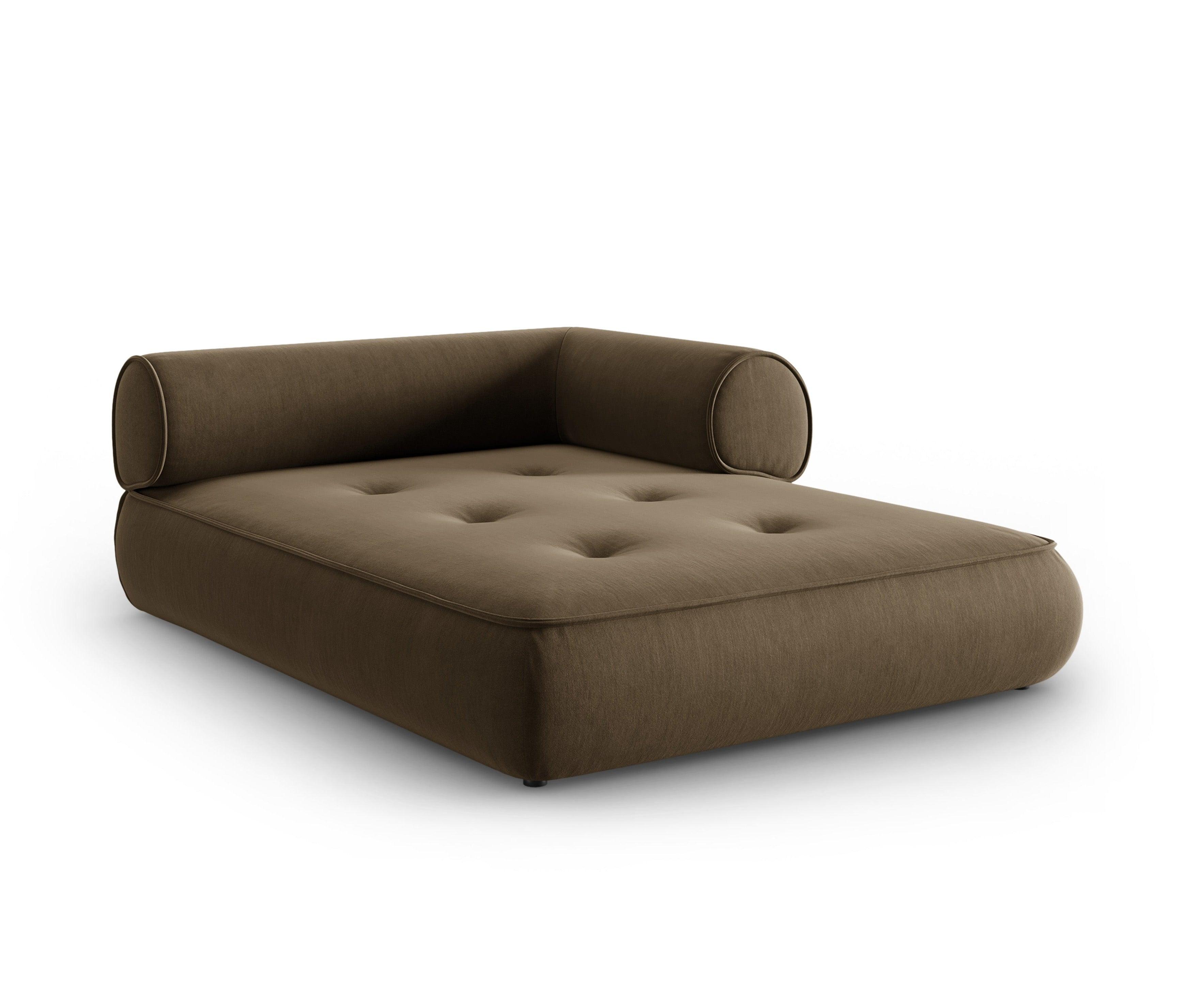 Szezlong w tkaninie szenilowej prawostronny LILY szarobrązowy Maison Heritage Eye on Design