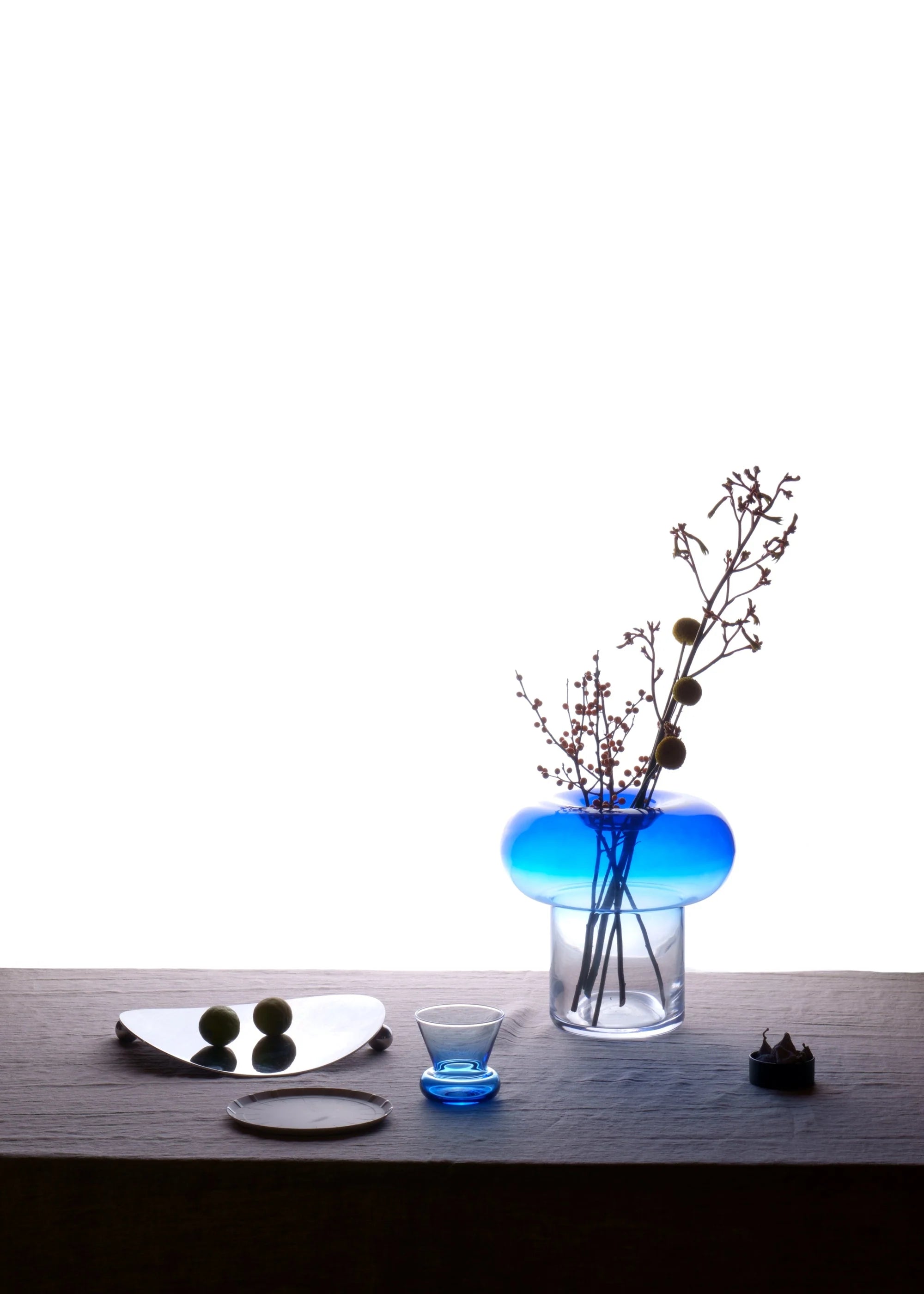 Vase ORIO blaues mundgeblasenes Glas