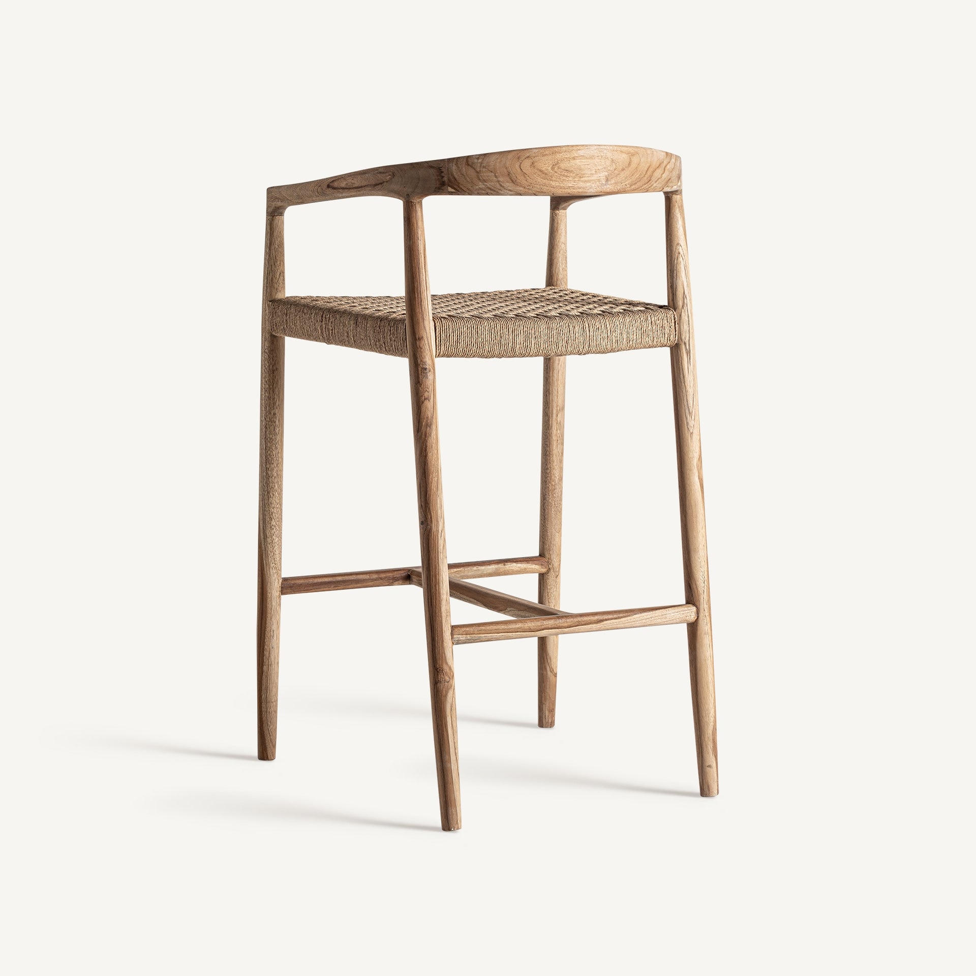 Bar stool with armrests CAEN teak wood