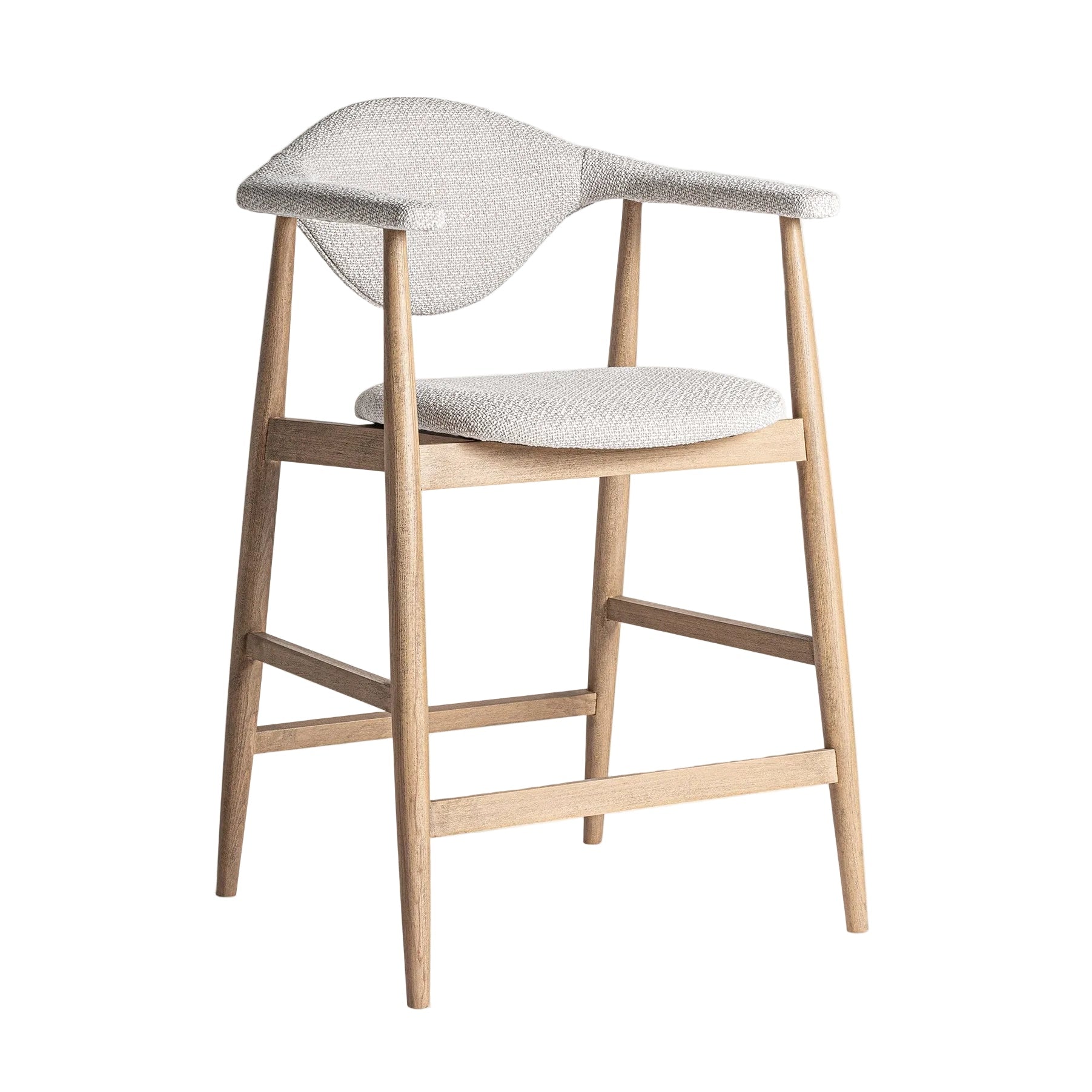 Barhocker DILBEEK beige mit Buchenbasis