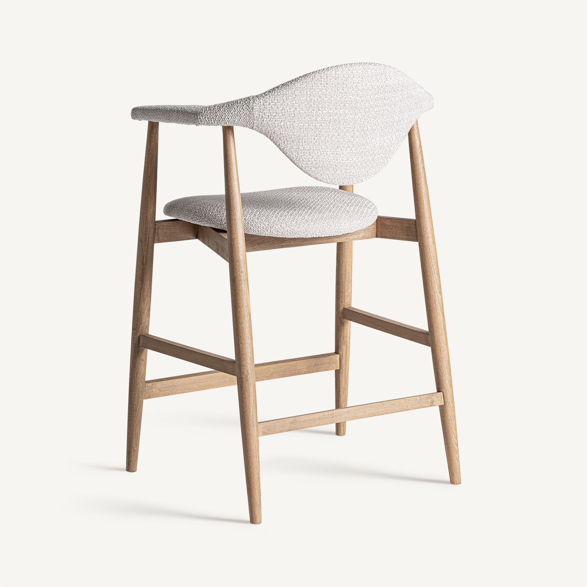 Barhocker DILBEEK beige mit Buchenbasis