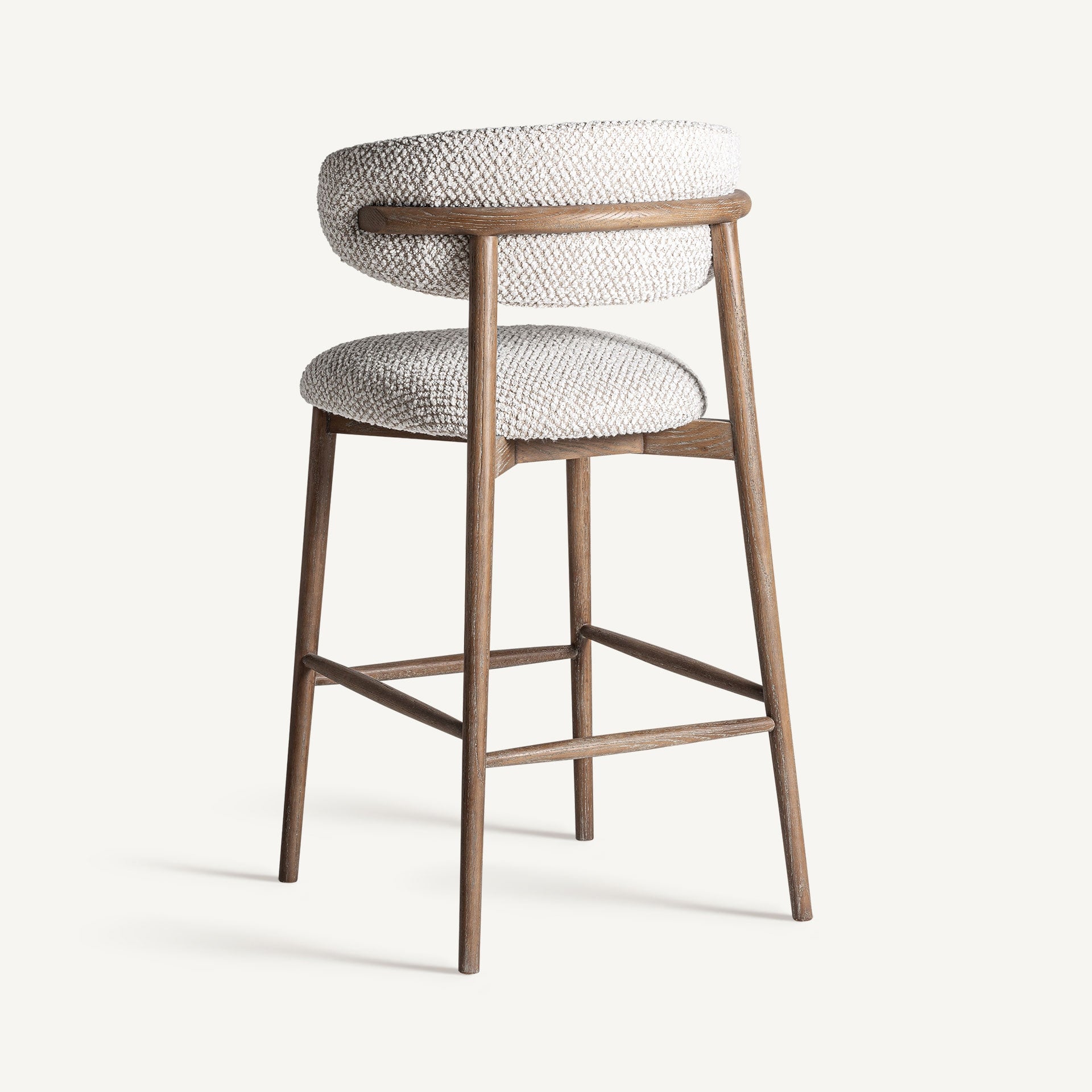 Hocker ERLEC jasbeige mit dunklem Eschenfuß