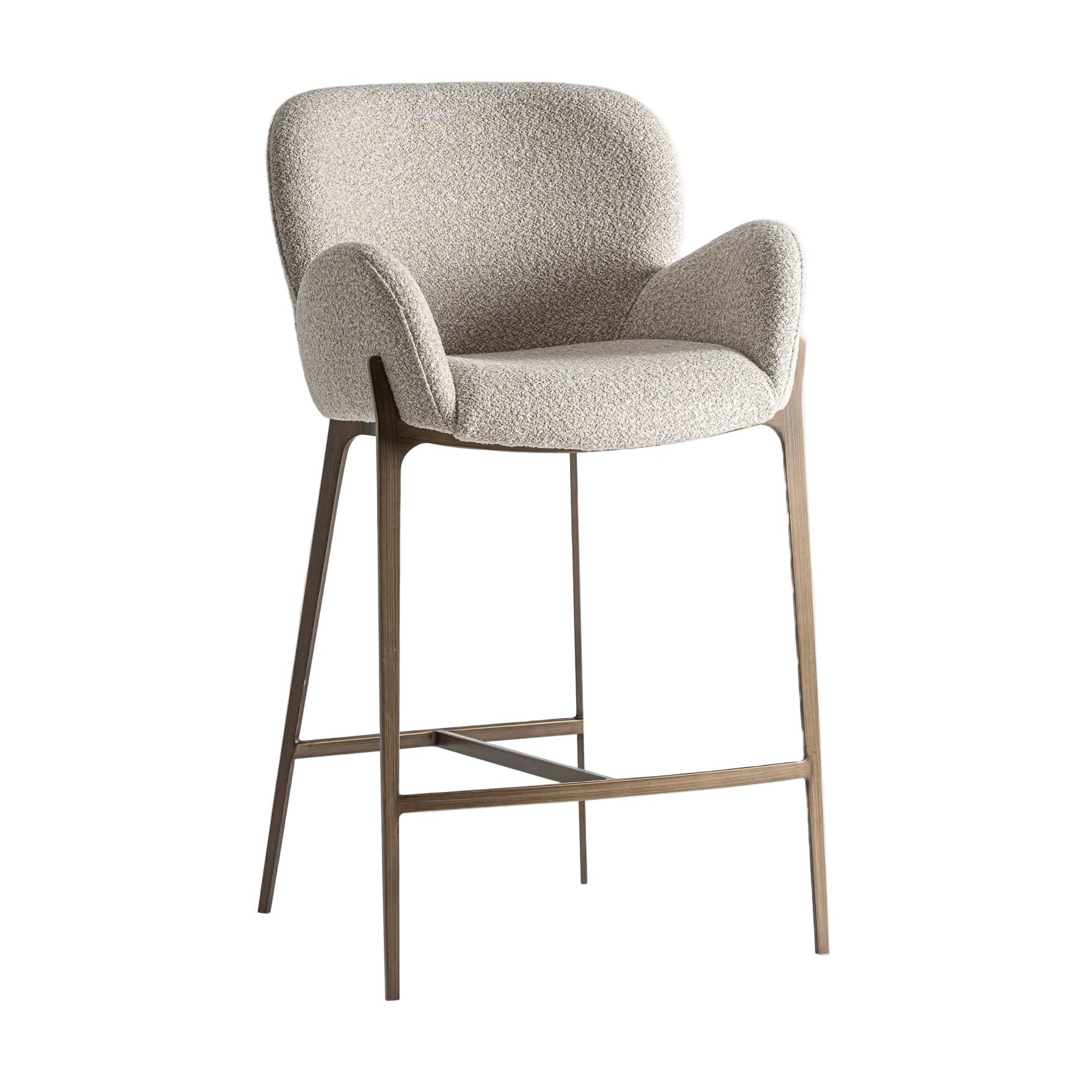 Barhocker GERB beige mit gebürstetem goldenen Fuß