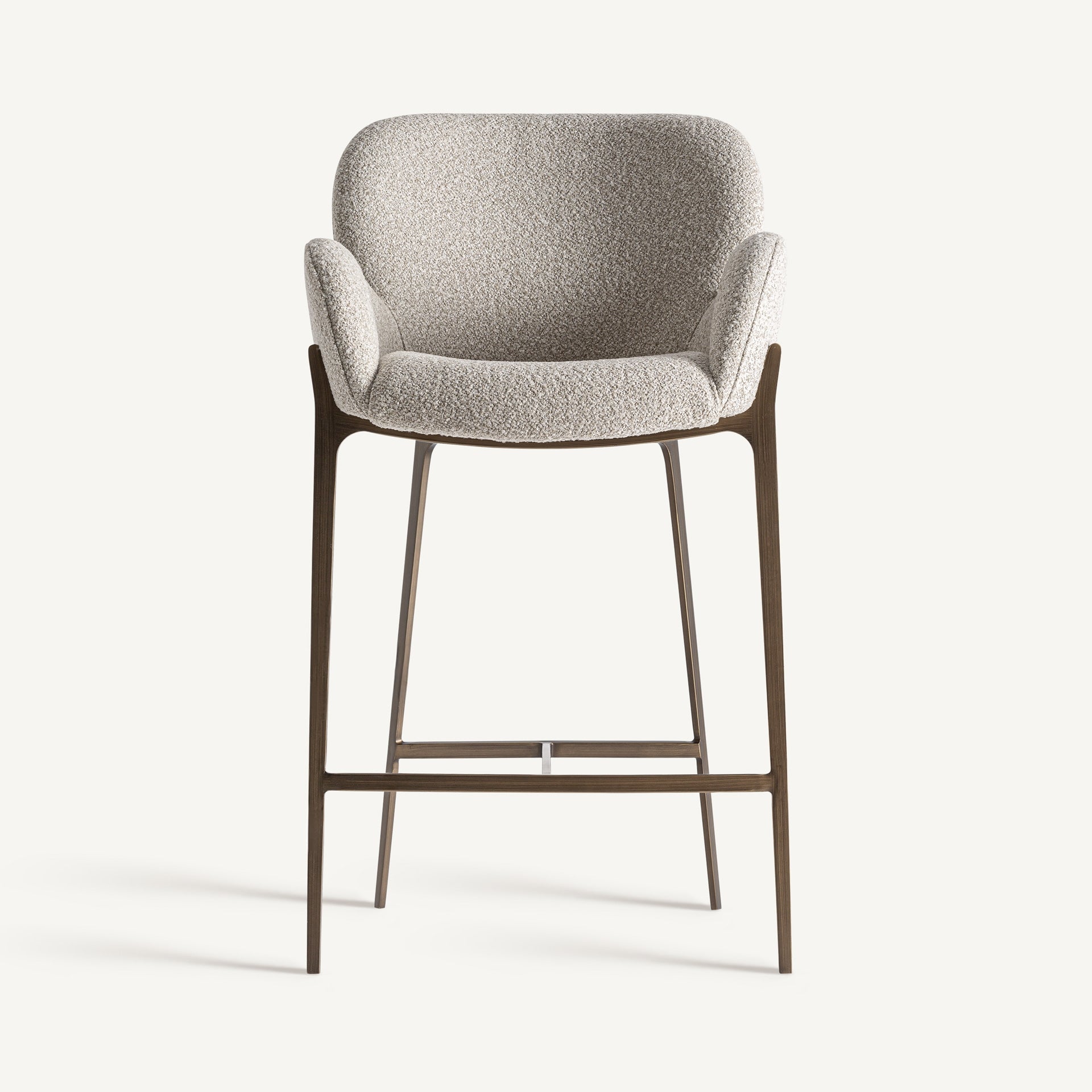 Barhocker GERB beige mit gebürstetem goldenen Fuß