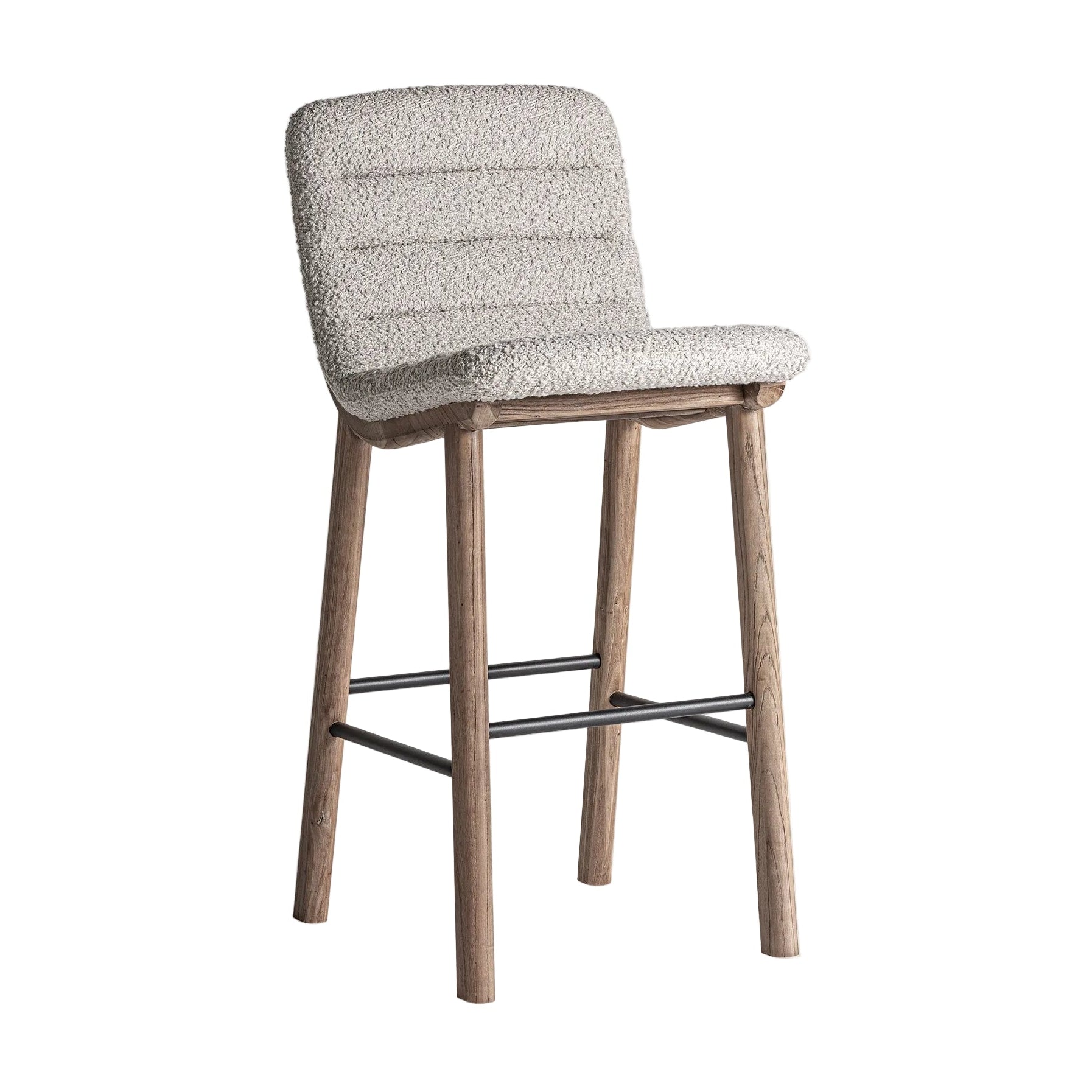 Barhocker JACQUARD beige mit Eichenholzgestell