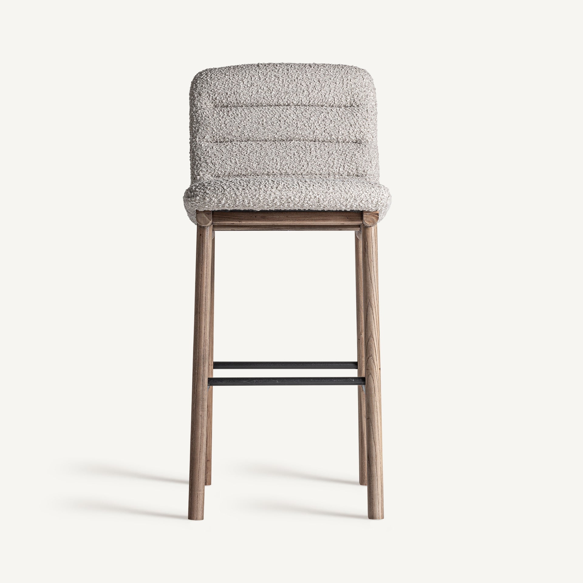 Barhocker JACQUARD beige mit Eichenholzgestell