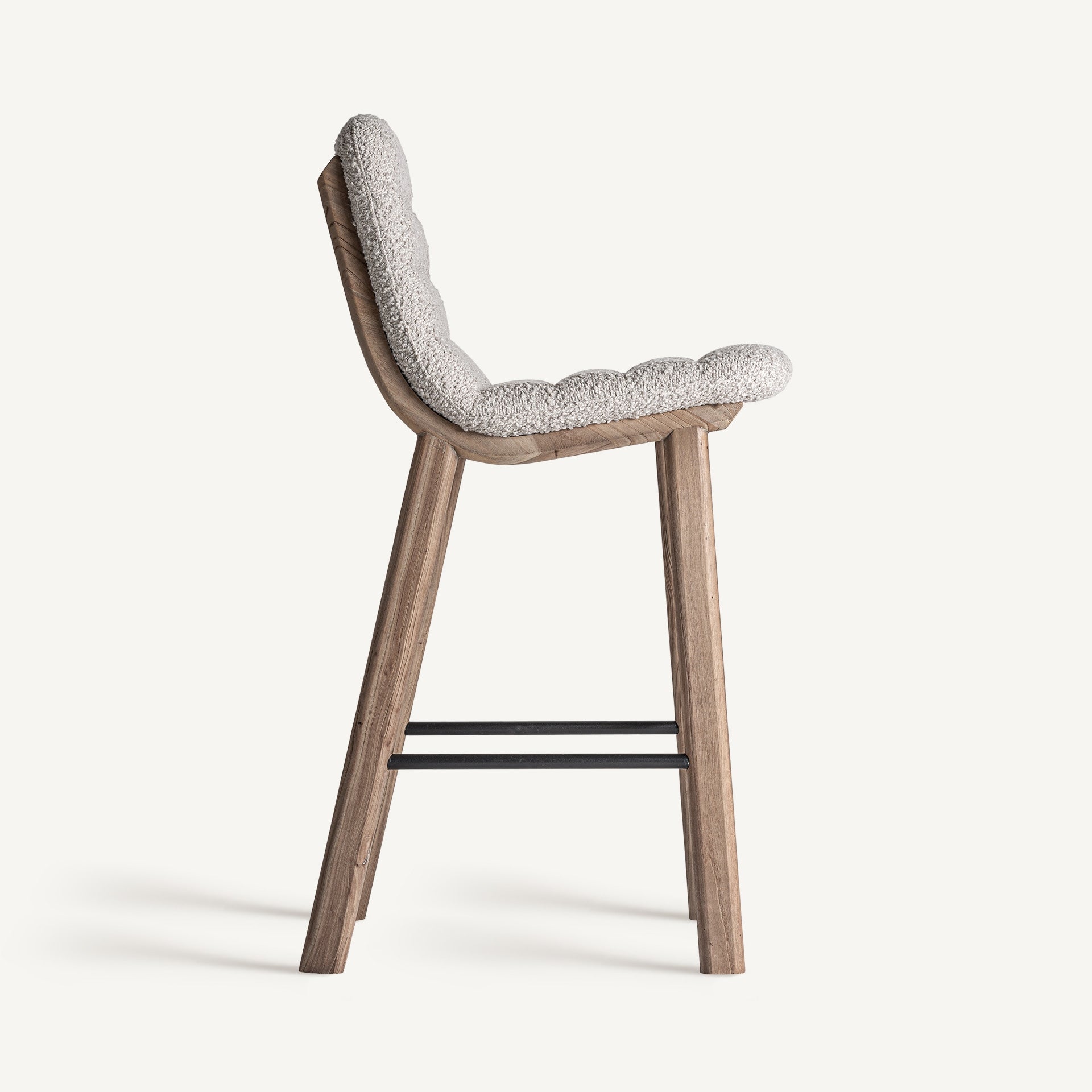 Barhocker JACQUARD beige mit Eichenholzgestell