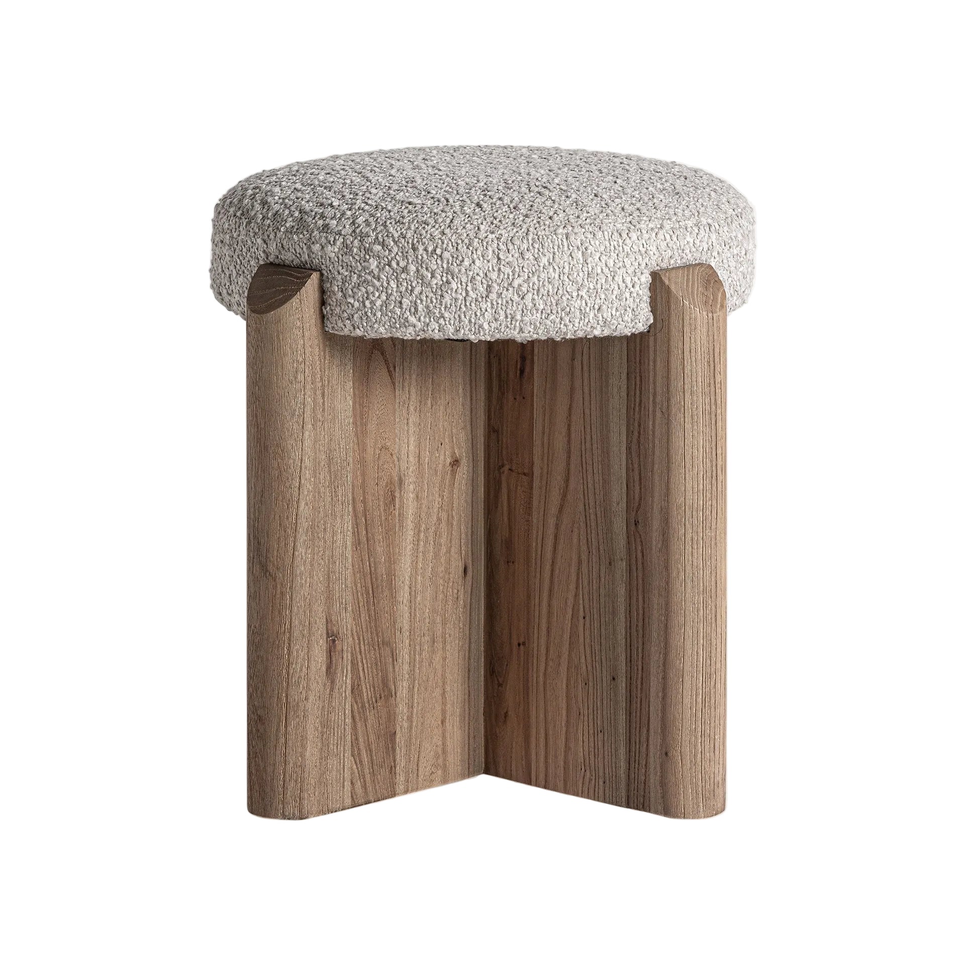 Hocker JACQUARD aus Weidenholz mit beigem Sitzkissen