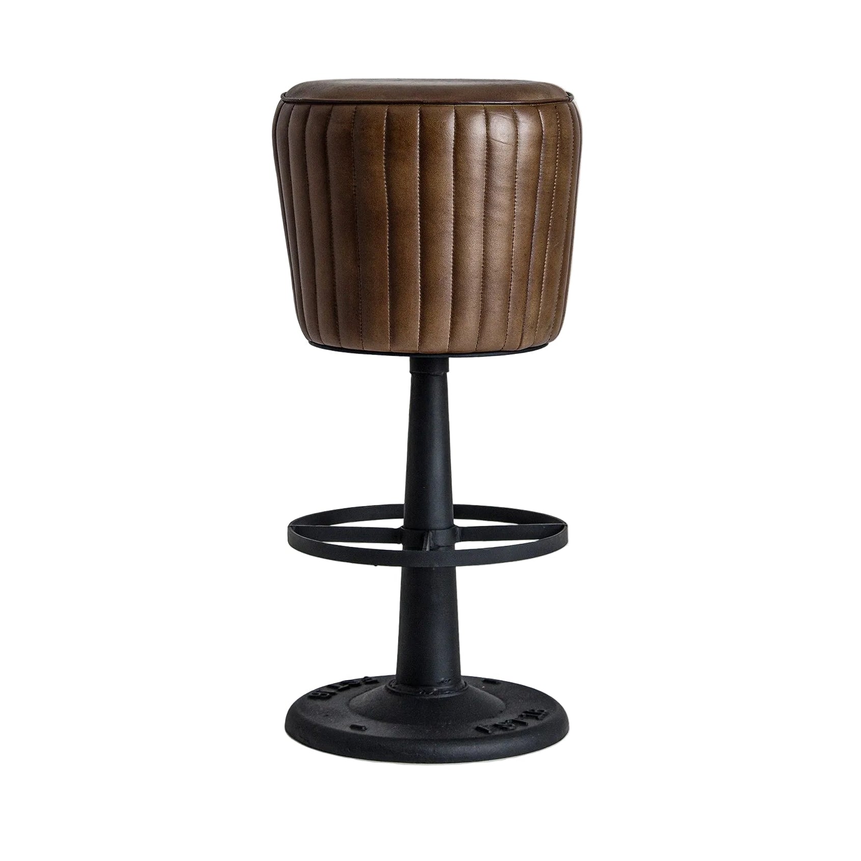 Barhocker SENEY braunes Leder mit schwarzem Gestell