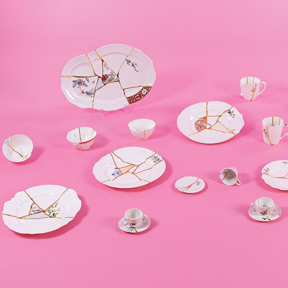 Talerz deserowy KINTSUGI porcelanowy Seletti Eye on Design