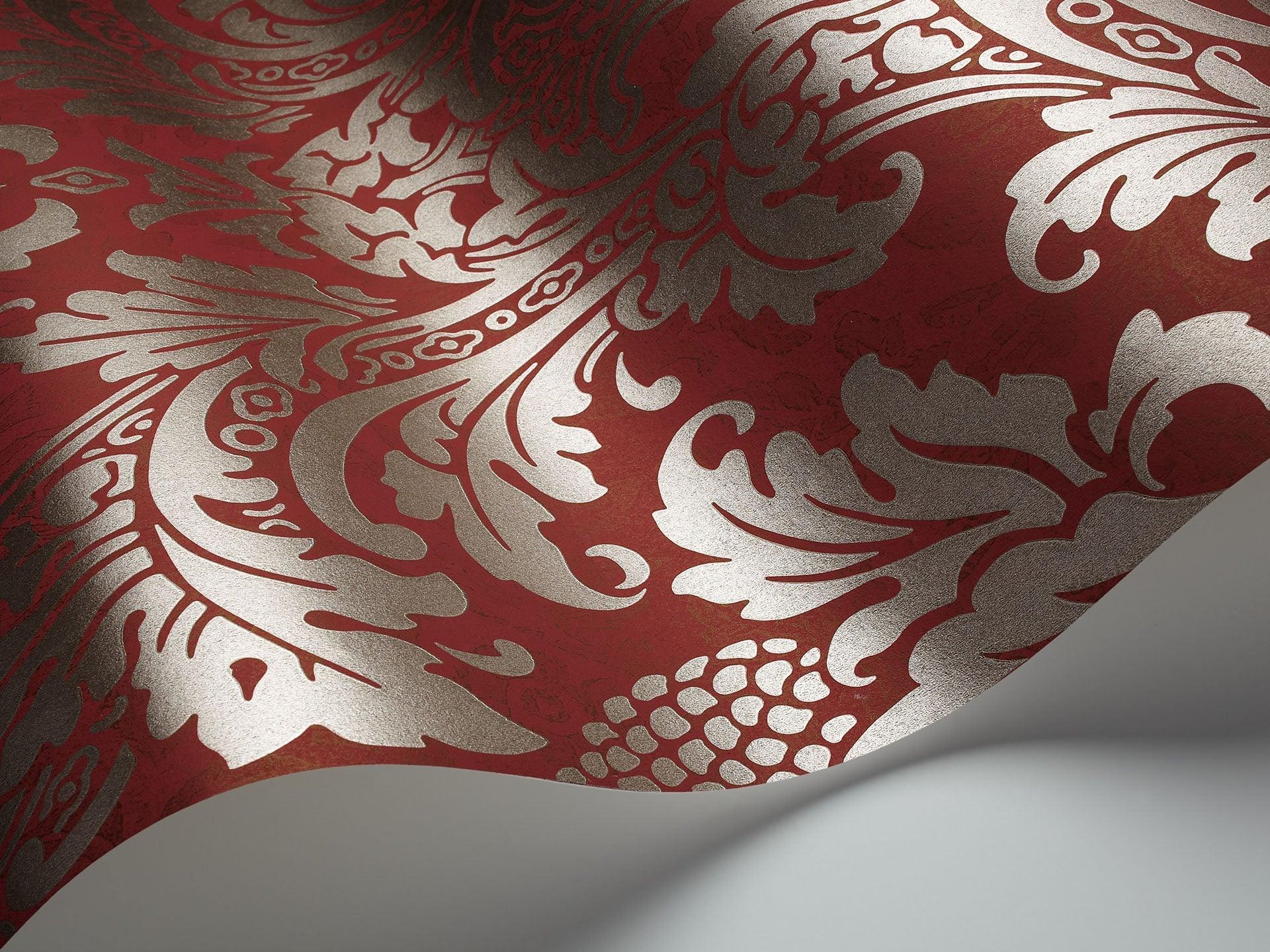 Tapeta ALBEMARLE - Blake metaliczna cyna na czerwieni Cole & Son Eye on Design