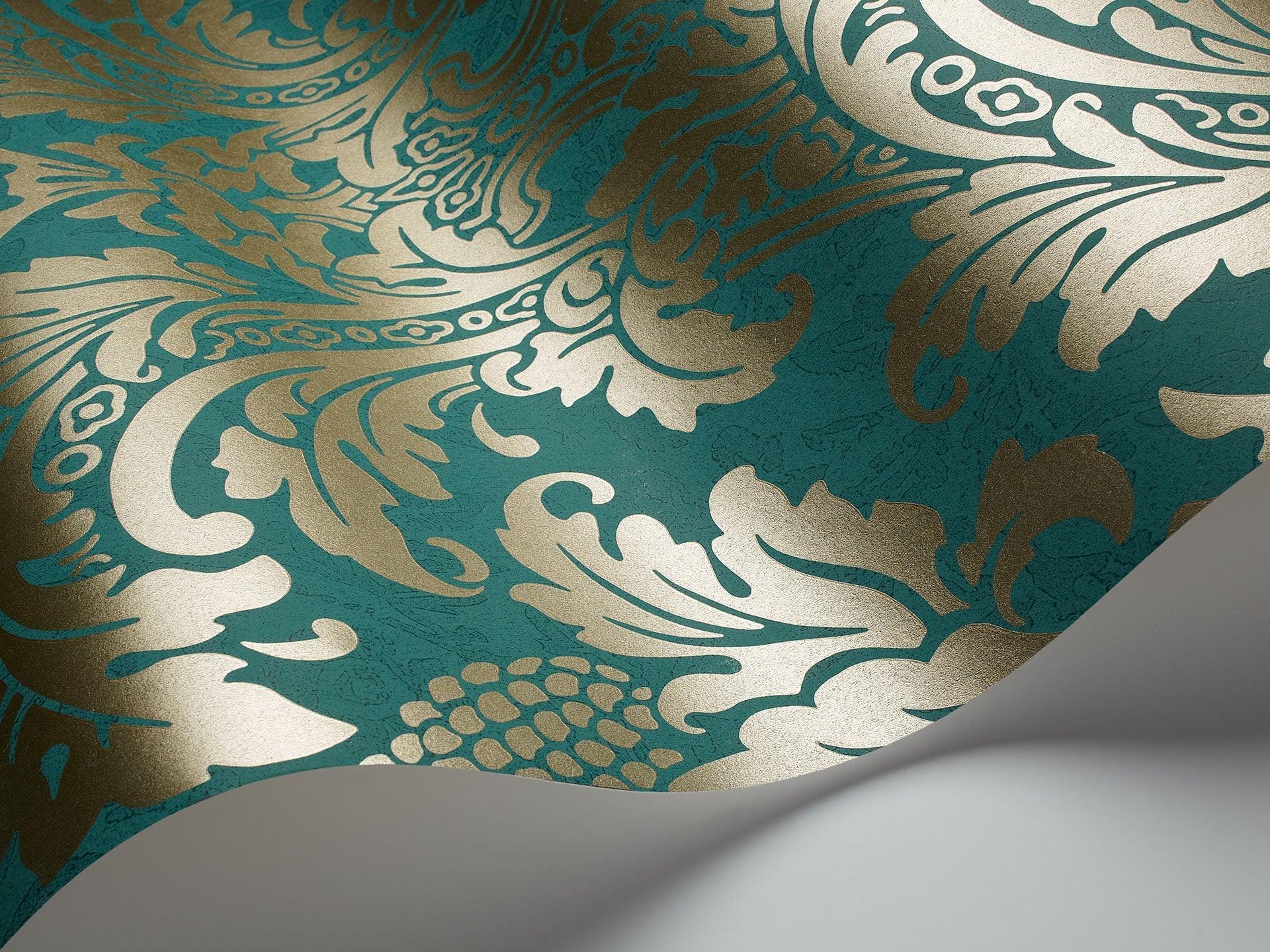 Tapeta ALBEMARLE - Blake metaliczne złoto na turkusie Cole & Son Eye on Design