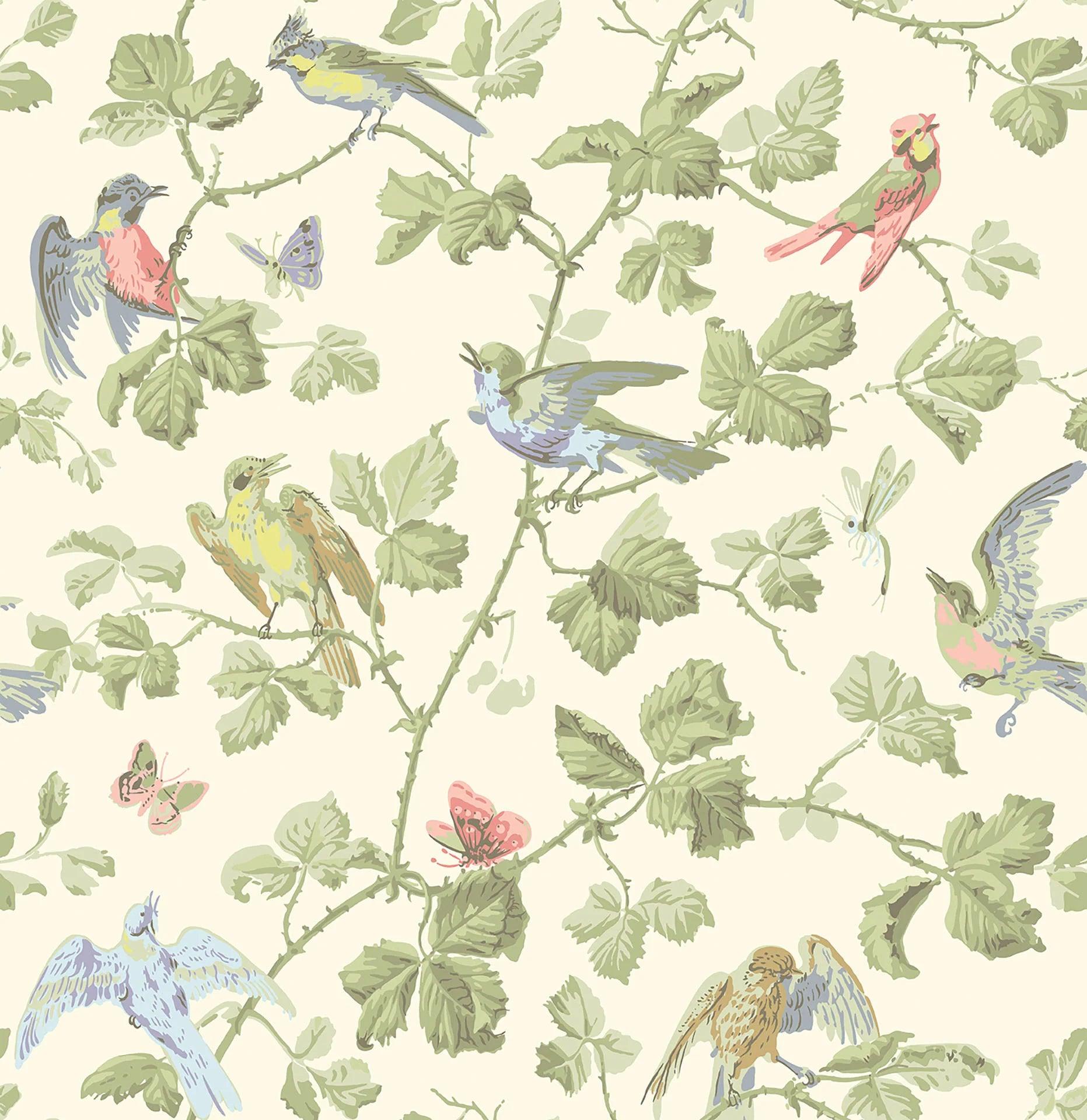 Tapeta ARCHIVE ANTHOLOGY - Winter Birds oliwkowy na bieli Cole & Son Default Title Eye on Design