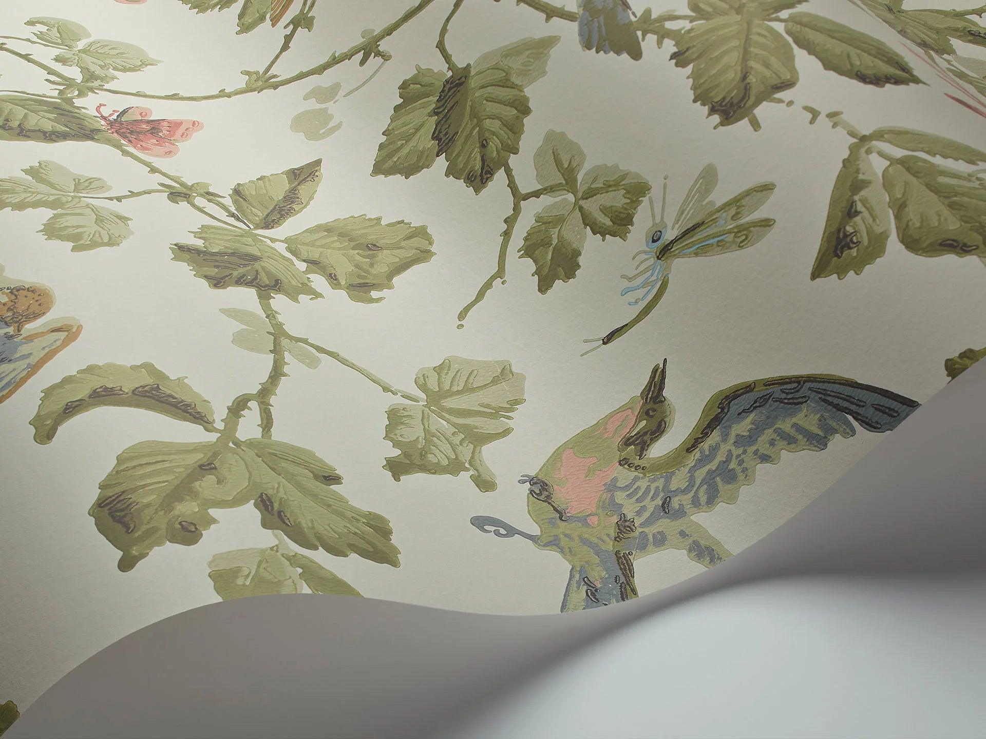 Tapeta ARCHIVE ANTHOLOGY - Winter Birds oliwkowy na bieli Cole & Son Eye on Design