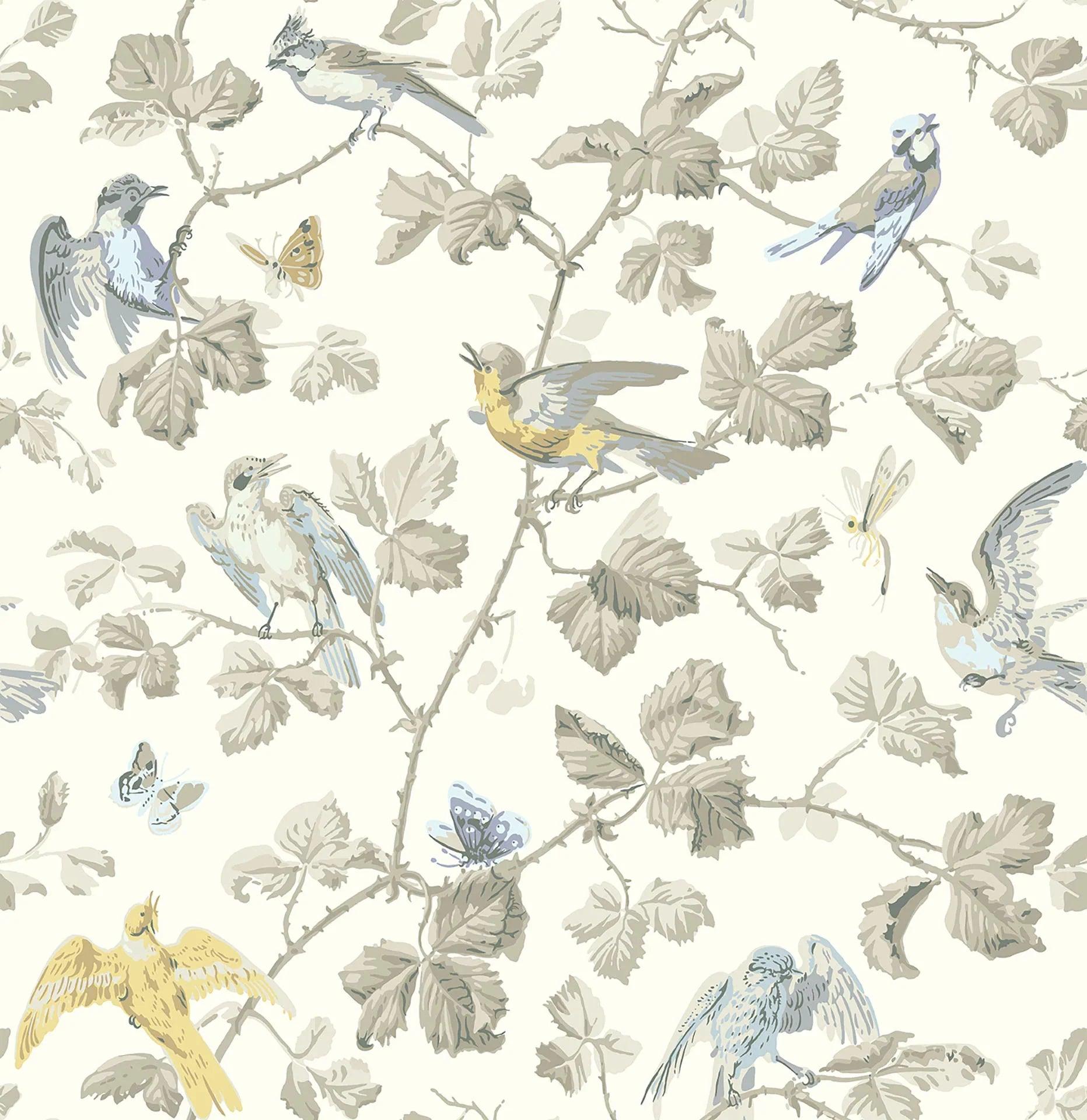 Tapeta ARCHIVE ANTHOLOGY - Winter Birds żółty na białym Cole & Son Eye on Design