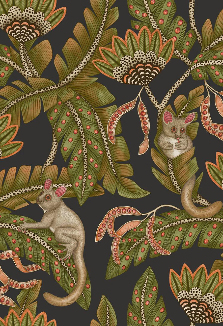 Tapeta ARDMORE JABULA - Bush Baby zieleń na czarnym Cole & Son Default Title Eye on Design