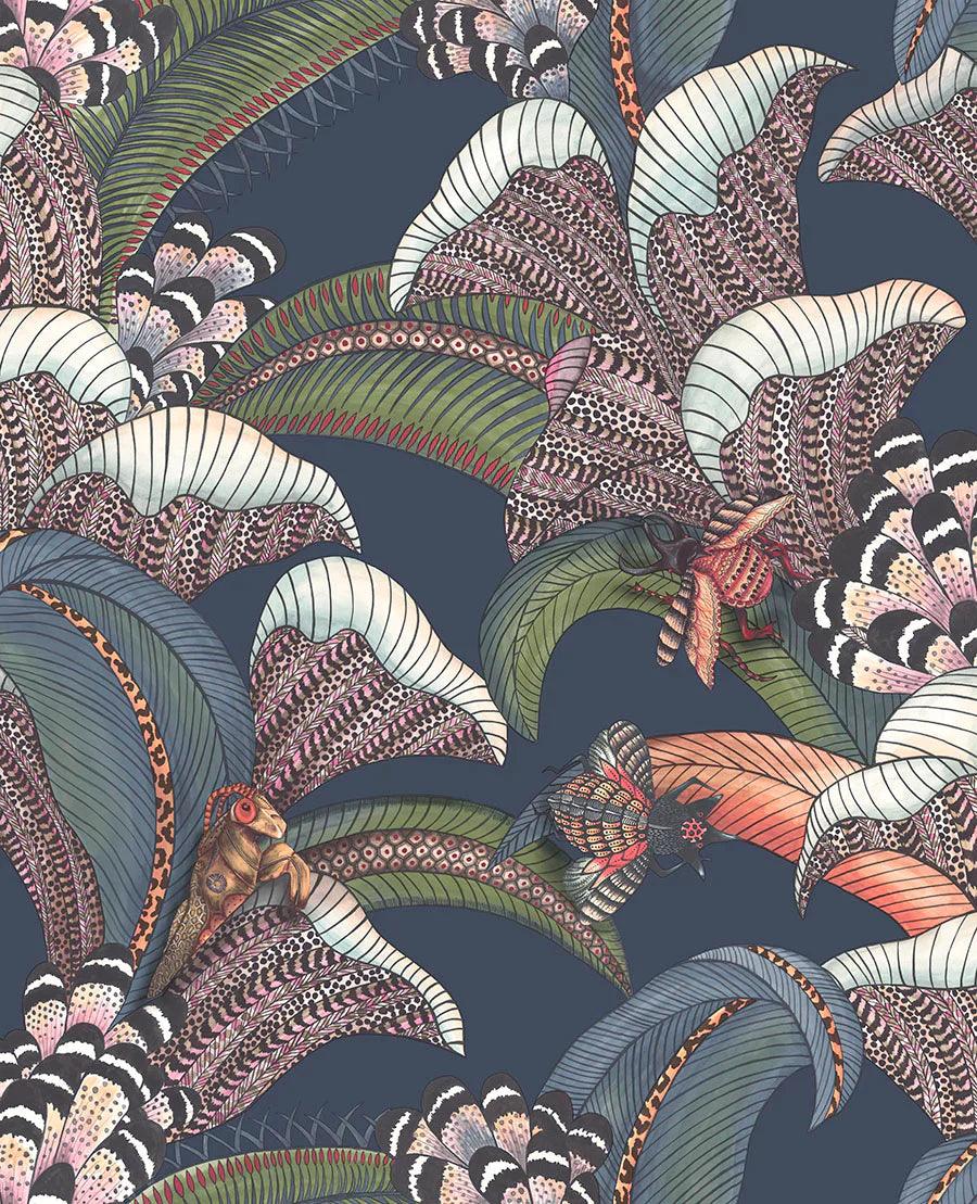 Tapeta ARDMORE JABULA - Hoopoe Leaves terakota na czarnym Cole & Son Eye on Design