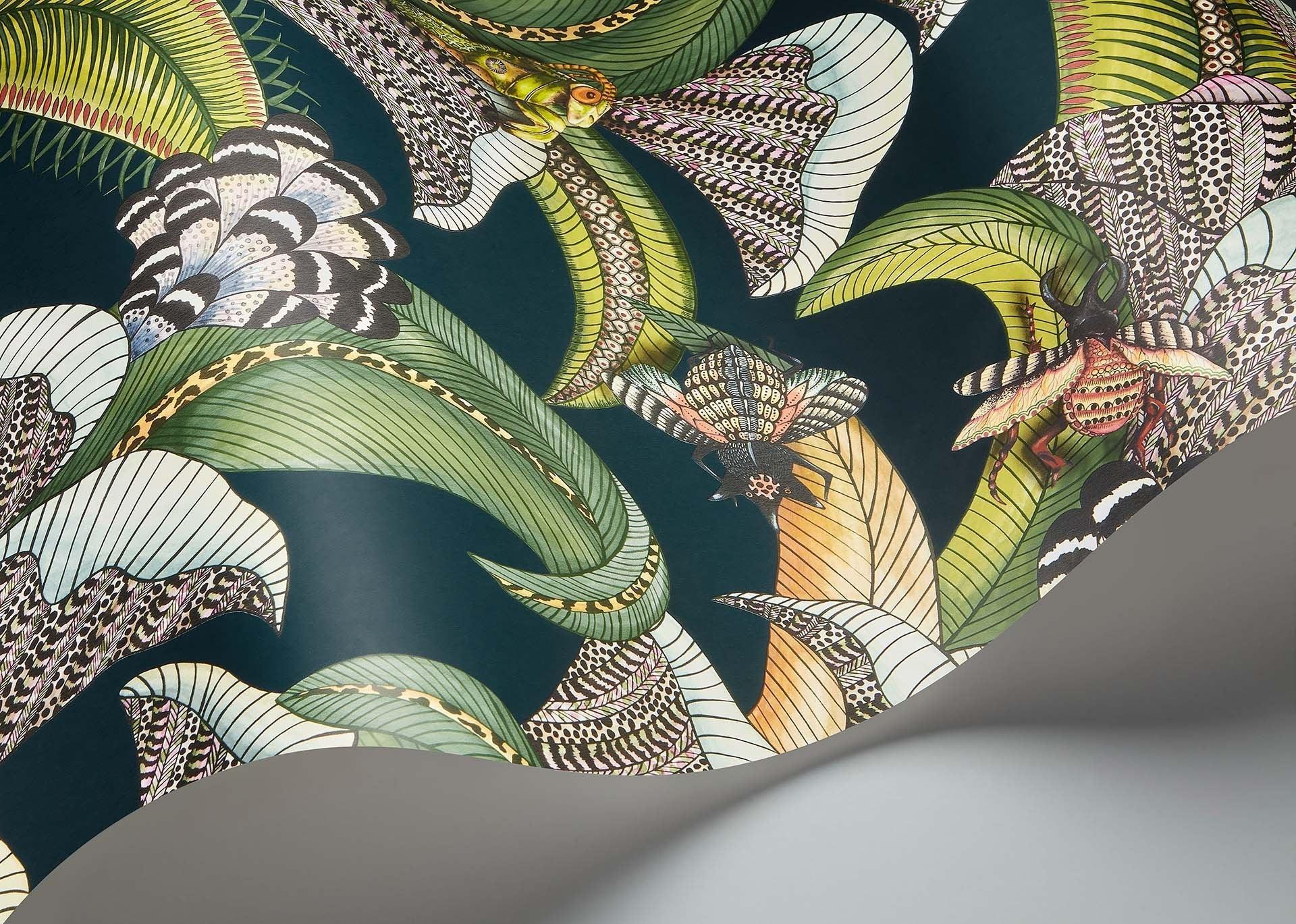 Tapeta ARDMORE JABULA - Hoopoe Leaves terakota na czarnym Cole & Son Eye on Design