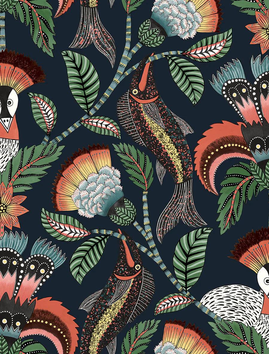 Tapeta ARDMORE JABULA - Nene zieleń na granacie Cole & Son Eye on Design