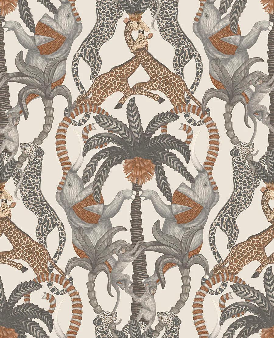 Tapeta ARDMORE JABULA - Safari Totem turkus na czarnym Cole & Son Eye on Design