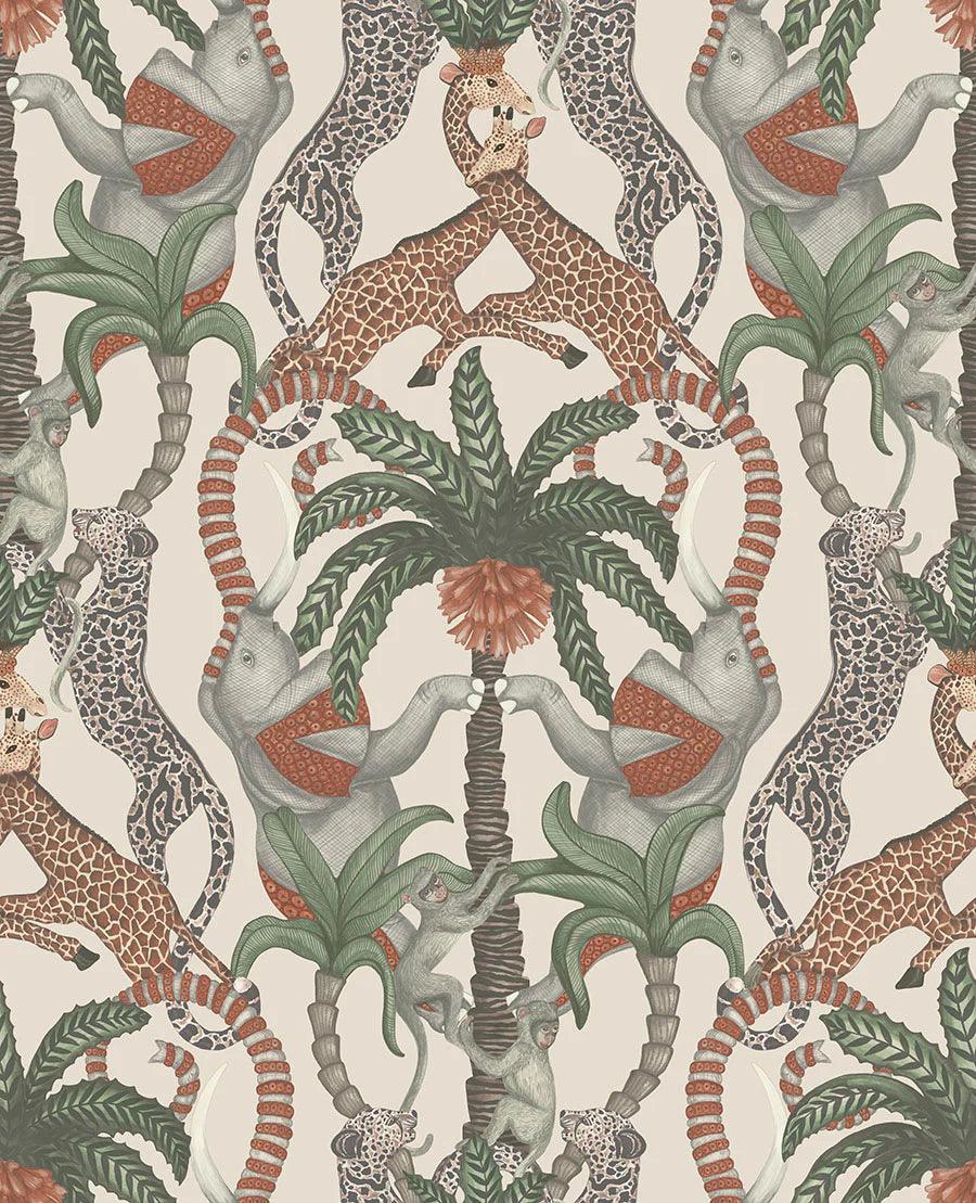 Tapeta ARDMORE JABULA - Safari Totem turkus na czarnym Cole & Son Eye on Design