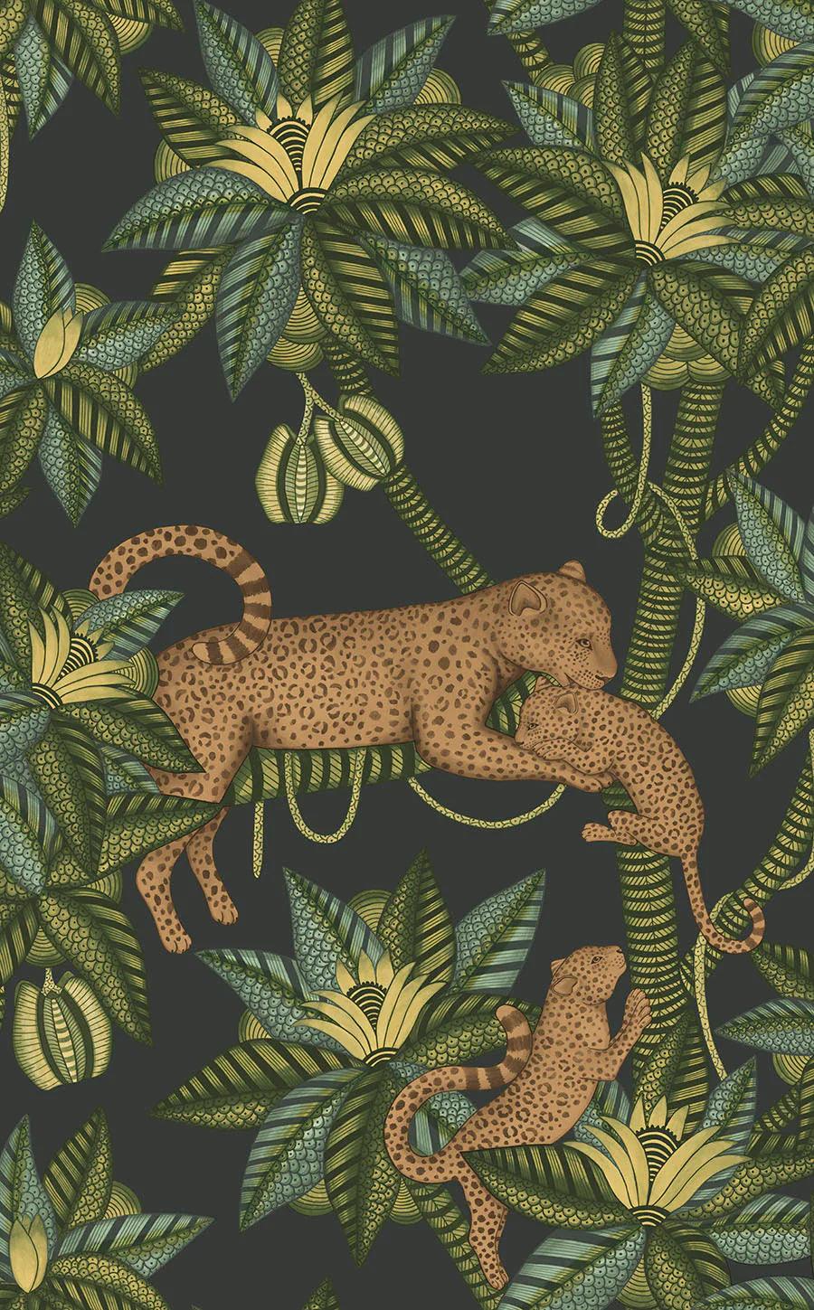 Tapeta ARDMORE JABULA - Satara zielony na czarnym Cole & Son Eye on Design