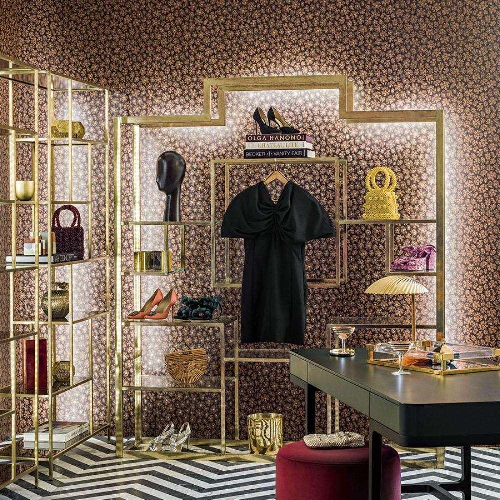 Tapete mit abstraktem Muster ARDMORE JABULA - Savanna Shell grau und metallisches Gold