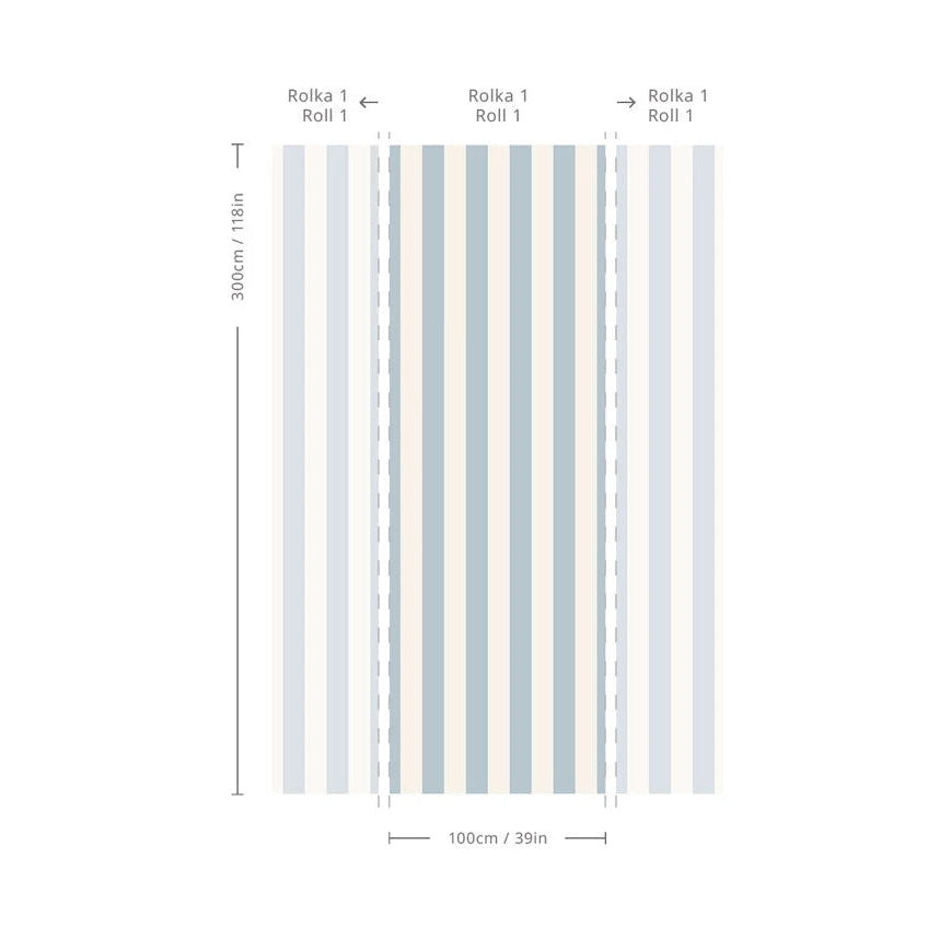 Non-woven wallpaper in stripes BOLD STRIPE OCEAN light blue with gray