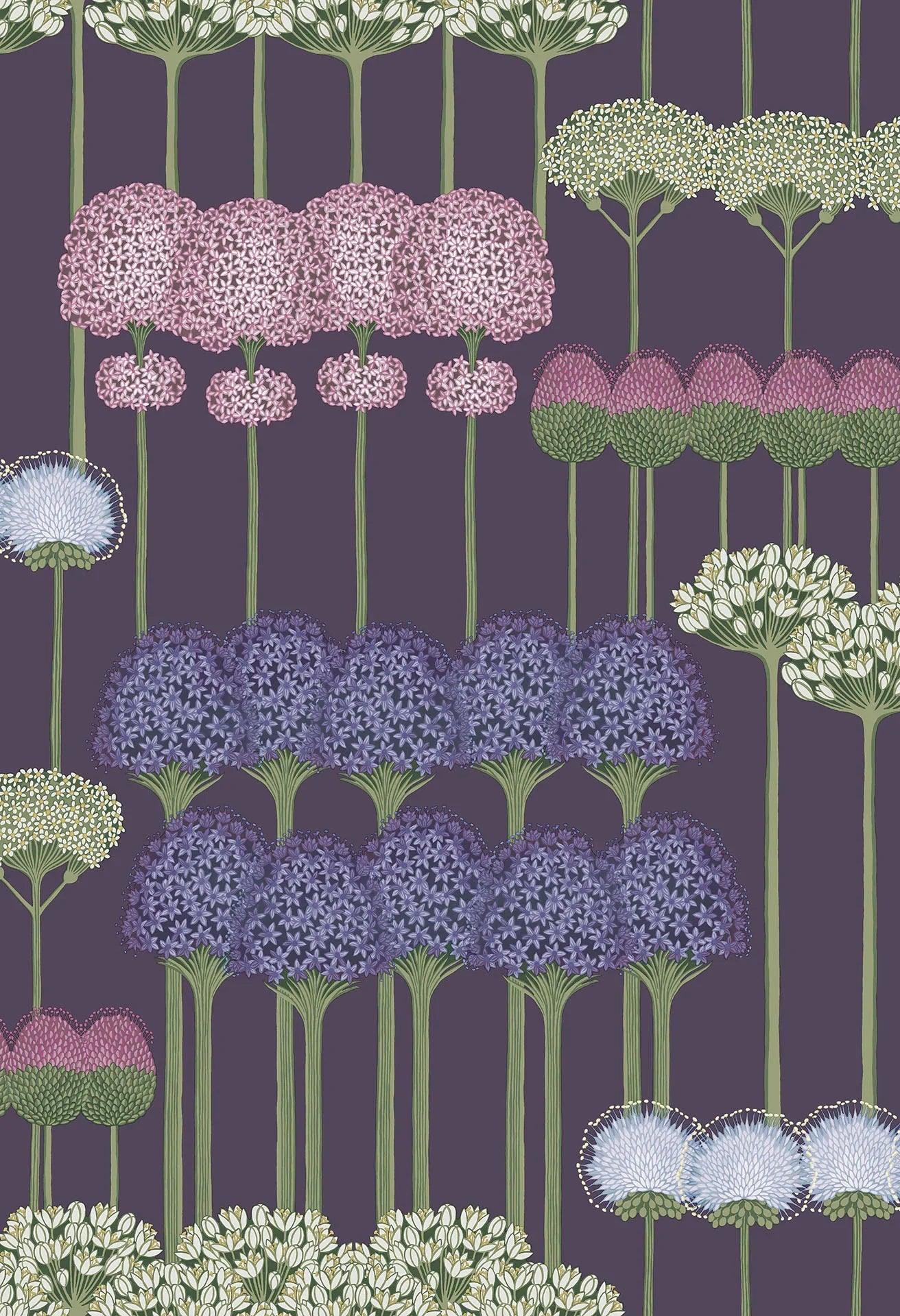 Tapeta BOTANICAL BOTANICA - Allium wrzos na ciemnym fiolecie Cole & Son Eye on Design
