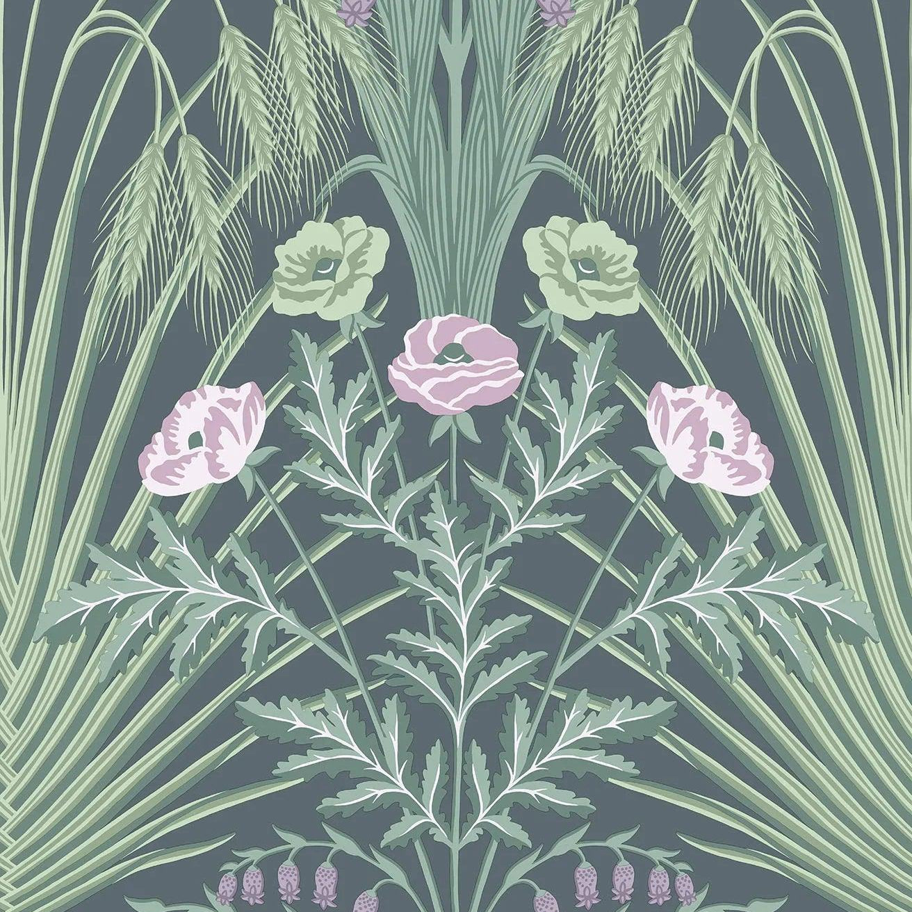 Tapeta BOTANICAL BOTANICA - Bluebell liliowy na ciemnej zieleni Cole & Son Eye on Design