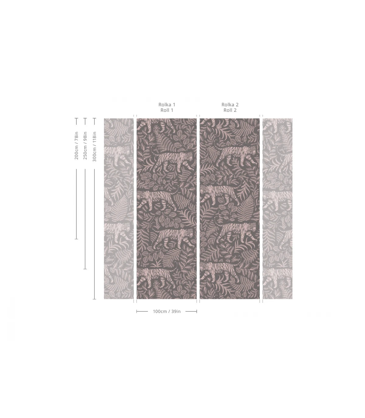 Tapete mit Tiermotiv CAMOUFLAGED TIGER GRAY PINK grau mit rosa