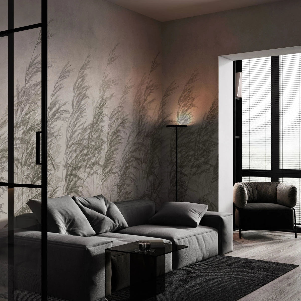 Tapeta flizelinowa z roślinnym wzorem CANE beige