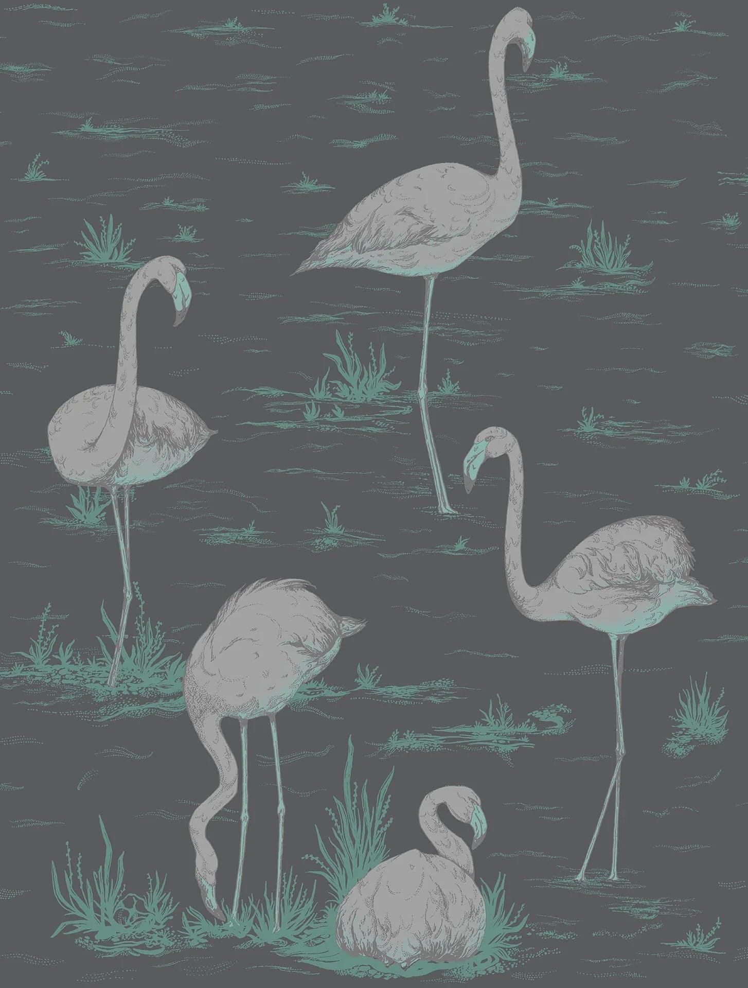 Tapeta CONTEMPORARY COLLECTION - Flamingos metaliczne srebro Cole & Son Default Title Eye on Design