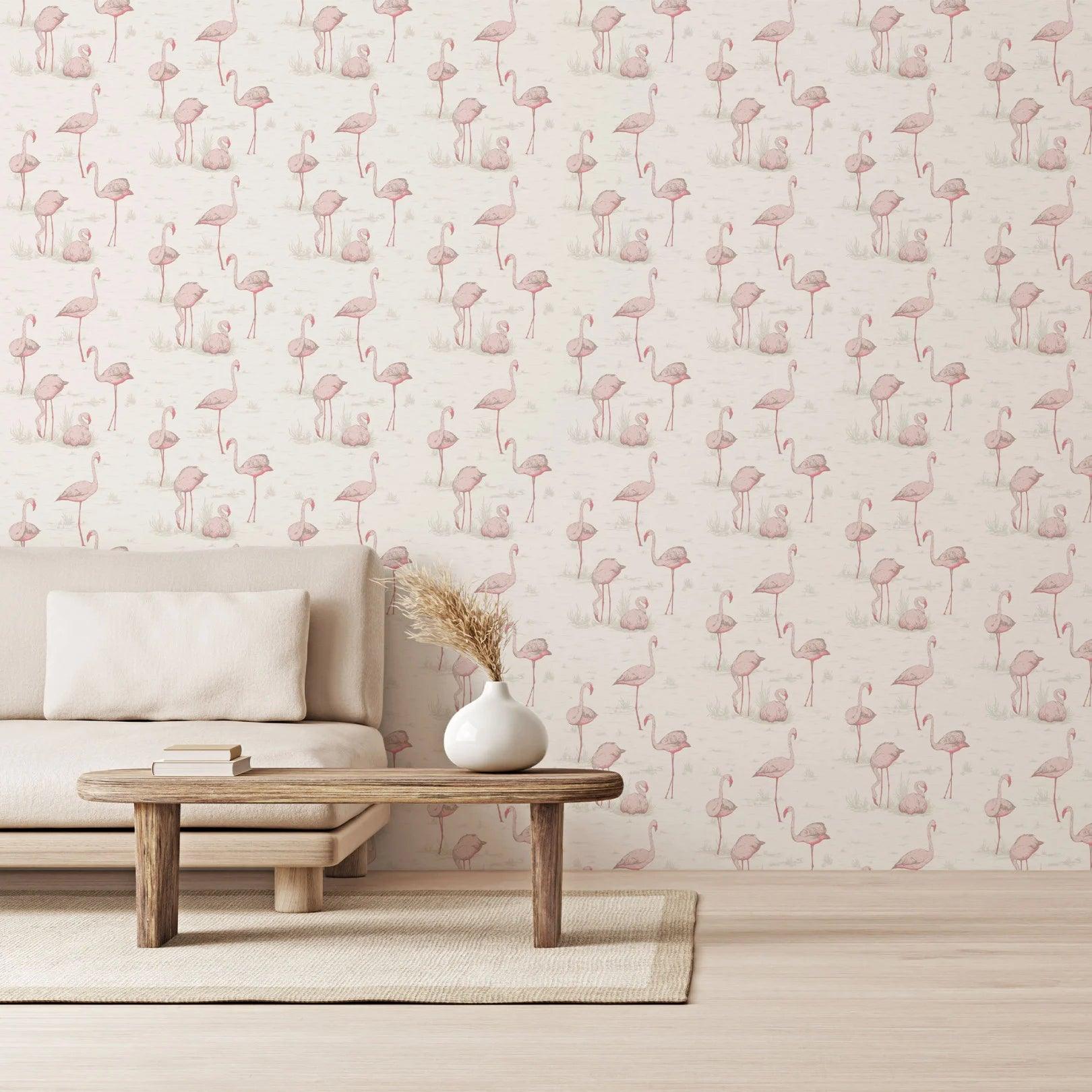 Tapete mit Tiermotiv Flamingos MODERNE KOLLEKTION - Flamingos grau