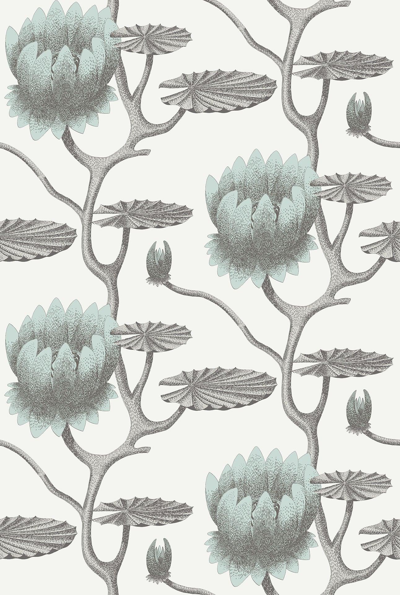 Tapeta CONTEMPORARY COLLECTION - Summer Lily błękit na bieli Cole & Son Eye on Design