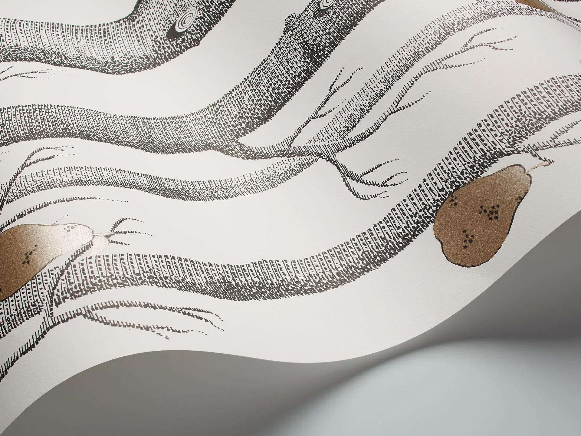 Tapeta CONTEMPORARY COLLECTION - Woods & Pears złoty na bieli Cole & Son Eye on Design