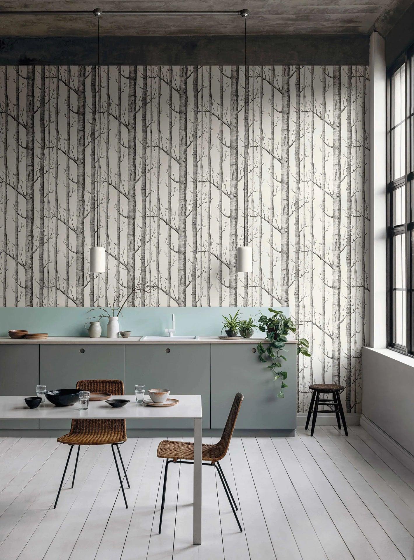 Wallpaper with a plant motif of trees and forest CONTEMPORARY COLLECTION - Woods purple