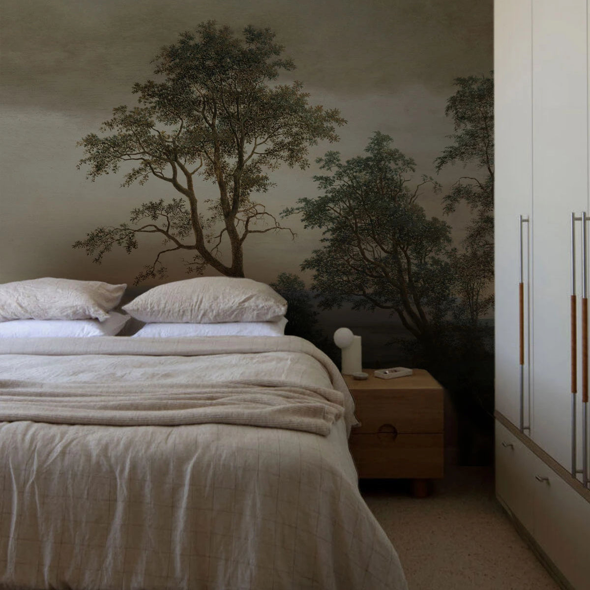 Tapeta flizelinowa z krajobrazem ABENDHAIN brązowy z zielonym