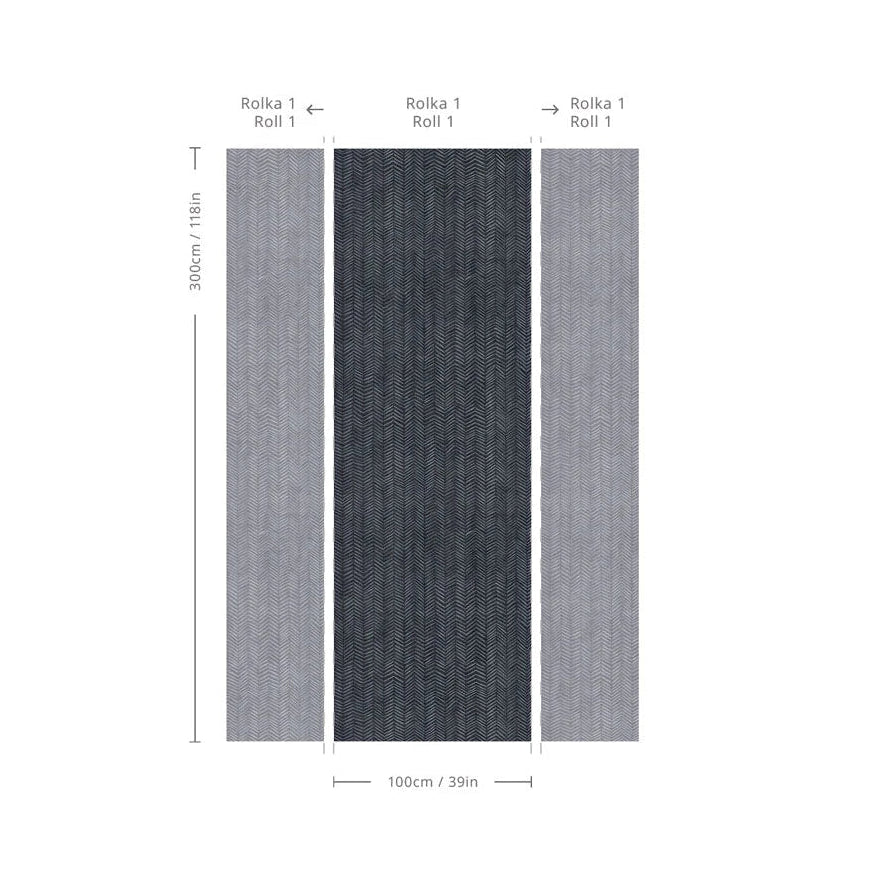 Non-woven wallpaper with a herringbone pattern blue