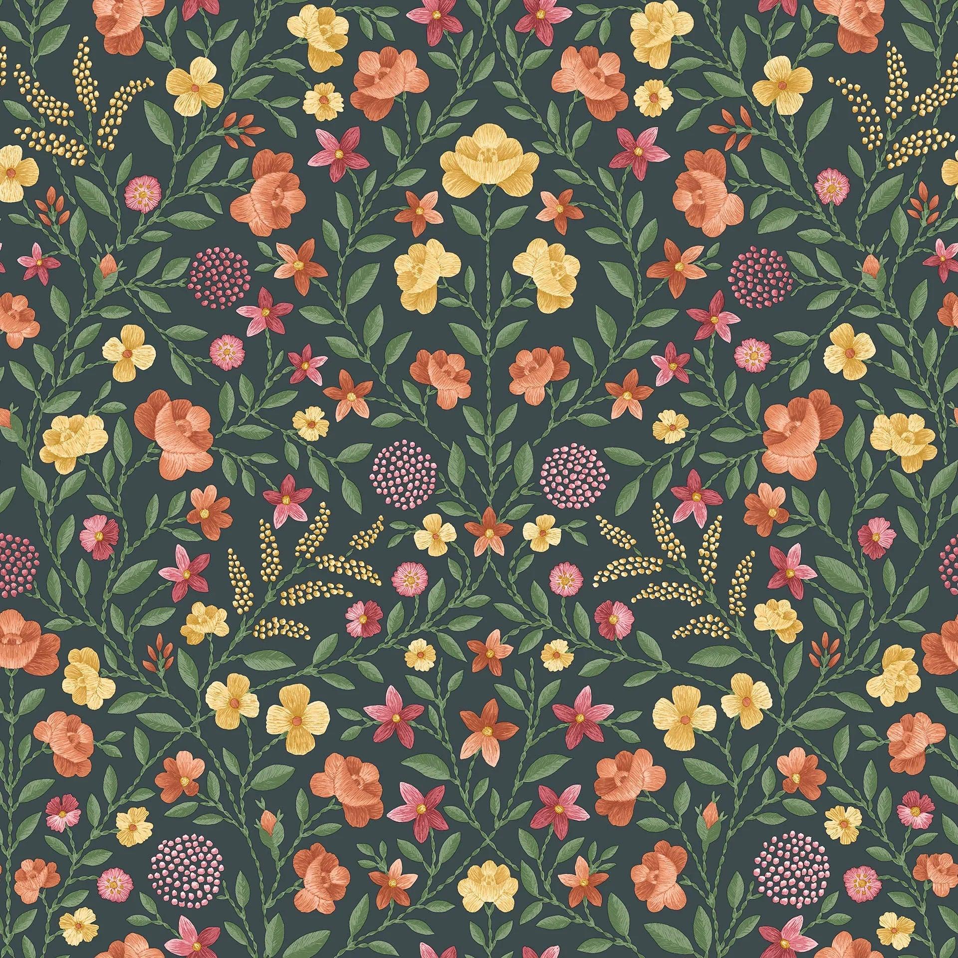 Tapeta HRP GREAT MASTERS - Court Embroidery różowy na czarnym Cole & Son Default Title Eye on Design