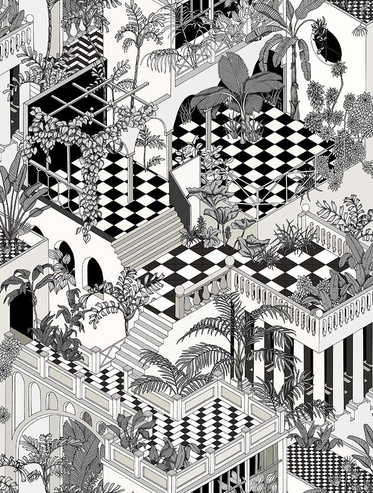 Tapeta ICONS - Miami czarny i biały Cole & Son Eye on Design