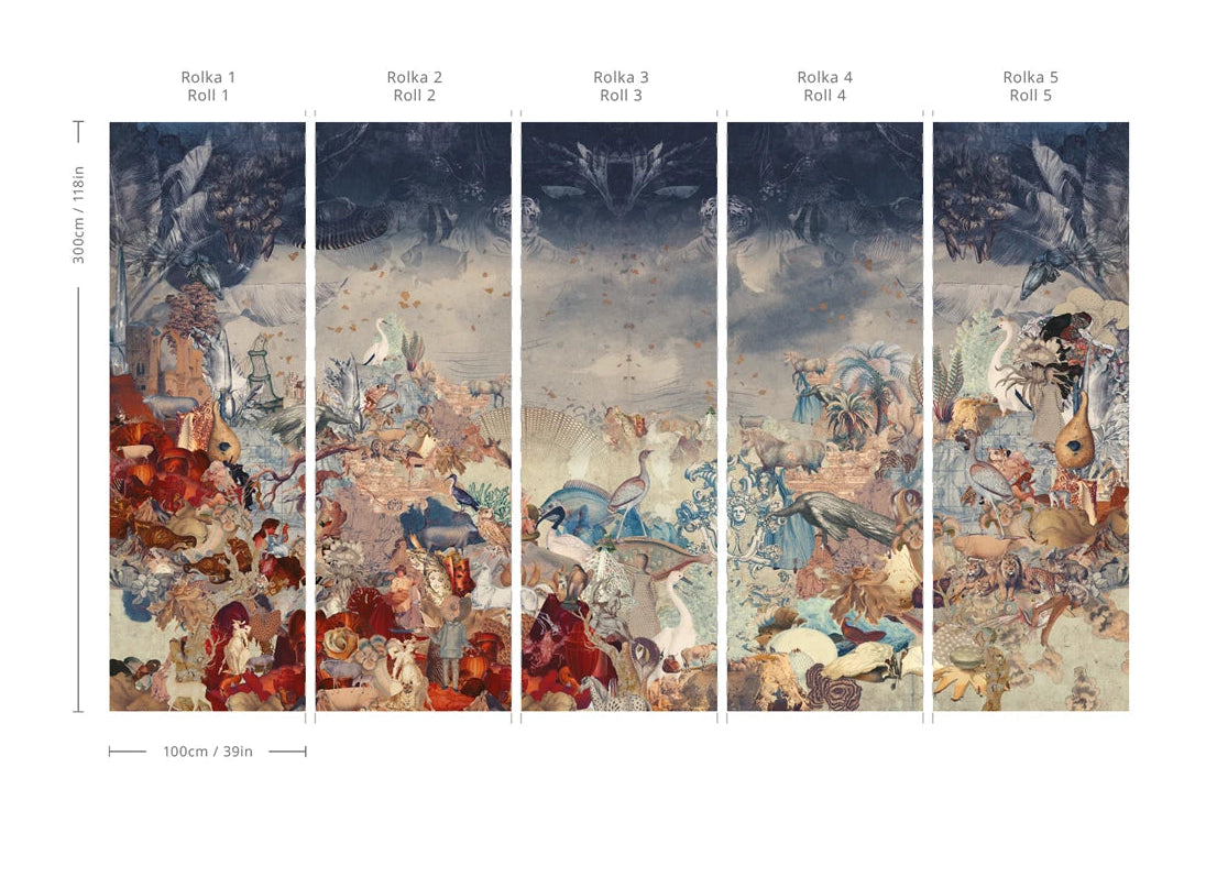 Tapeta flizelinowa z motywem zwierzęcym KINGDOM OF ALL CREATURES blau