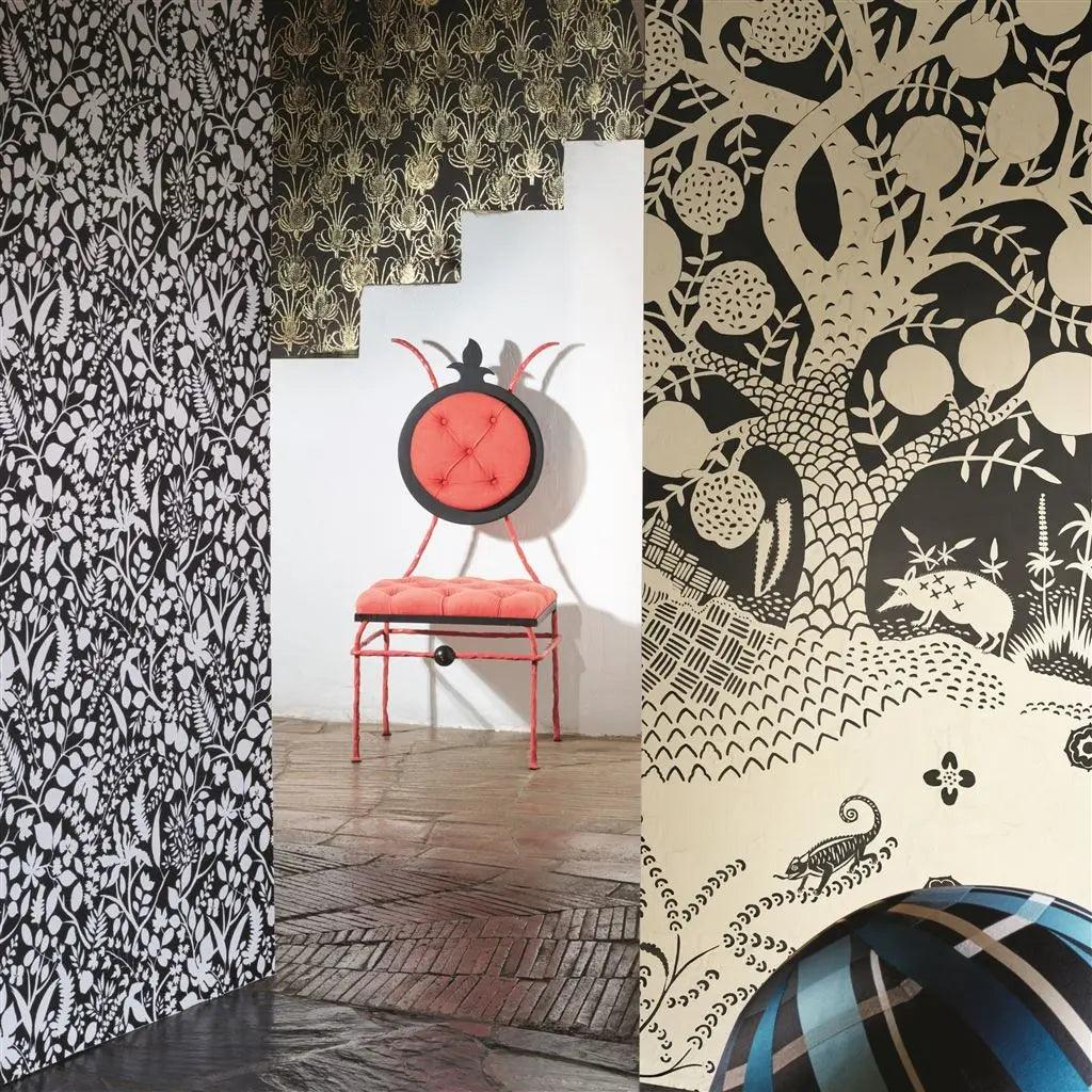 Tapeta L EDEN SOFT CUIVRE czarny z różowym Christian Lacroix Eye on Design