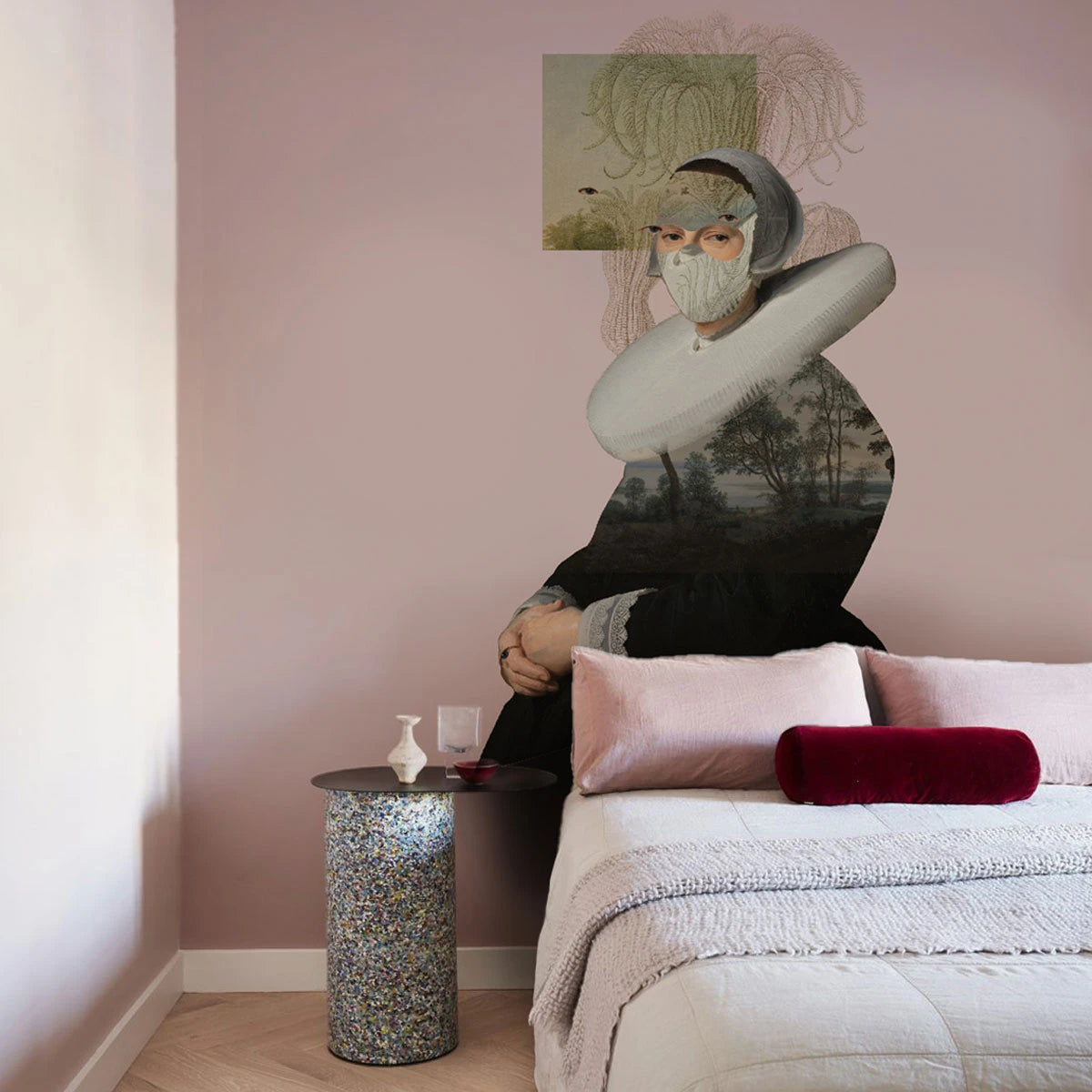 Non-woven wallpaper LANDSCAPE MUSE pink