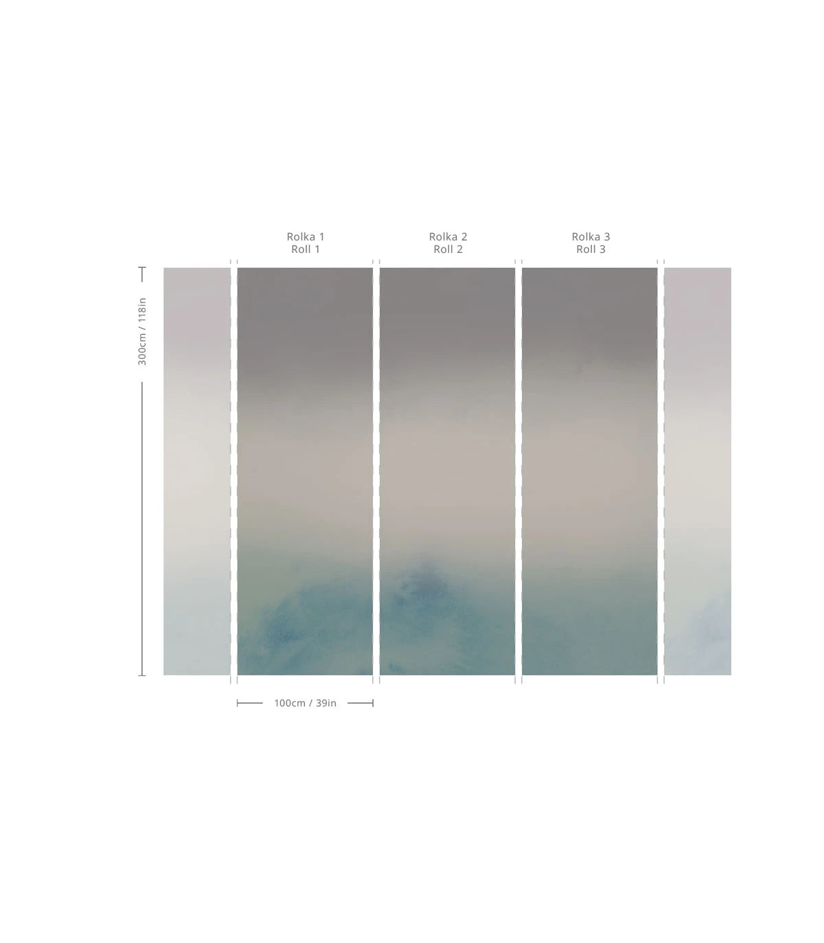 Tapete Gradient OMBRE FOG kühles Blau