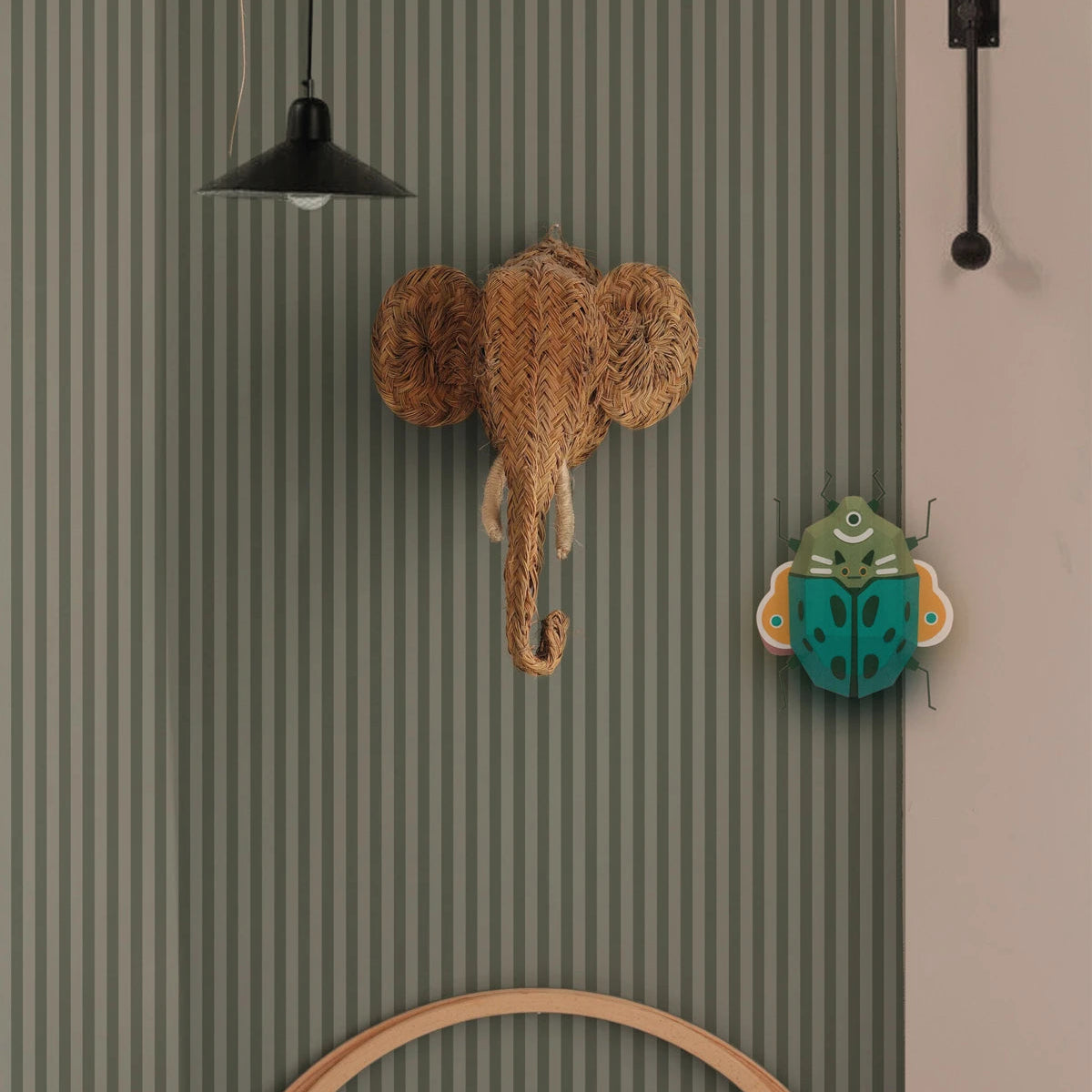 Non-woven wallpaper in stripes STRIPE FOREST SAGE forest green